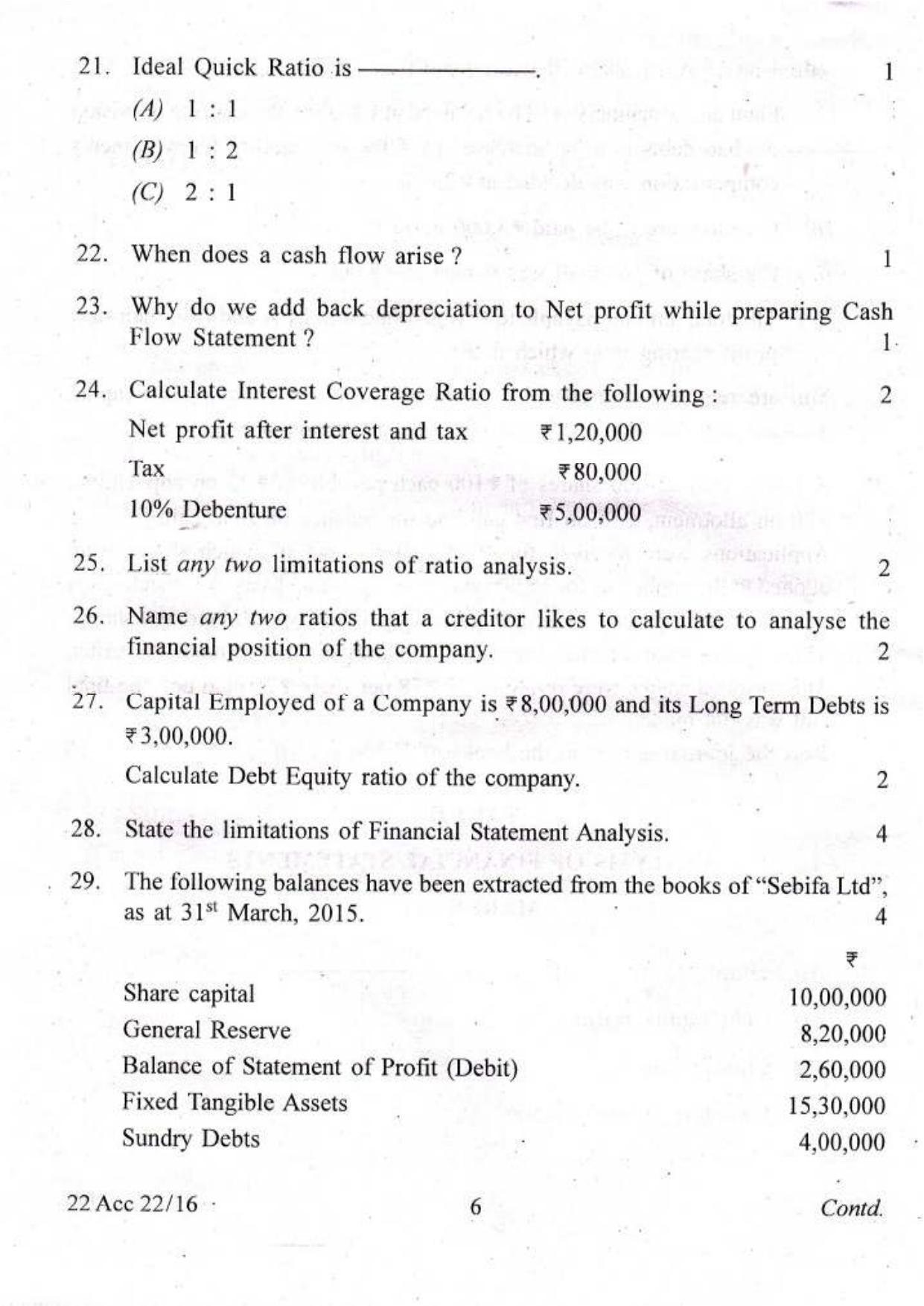 COHSEM Class 12 Accountancy 2016 Question Papers - Page 6