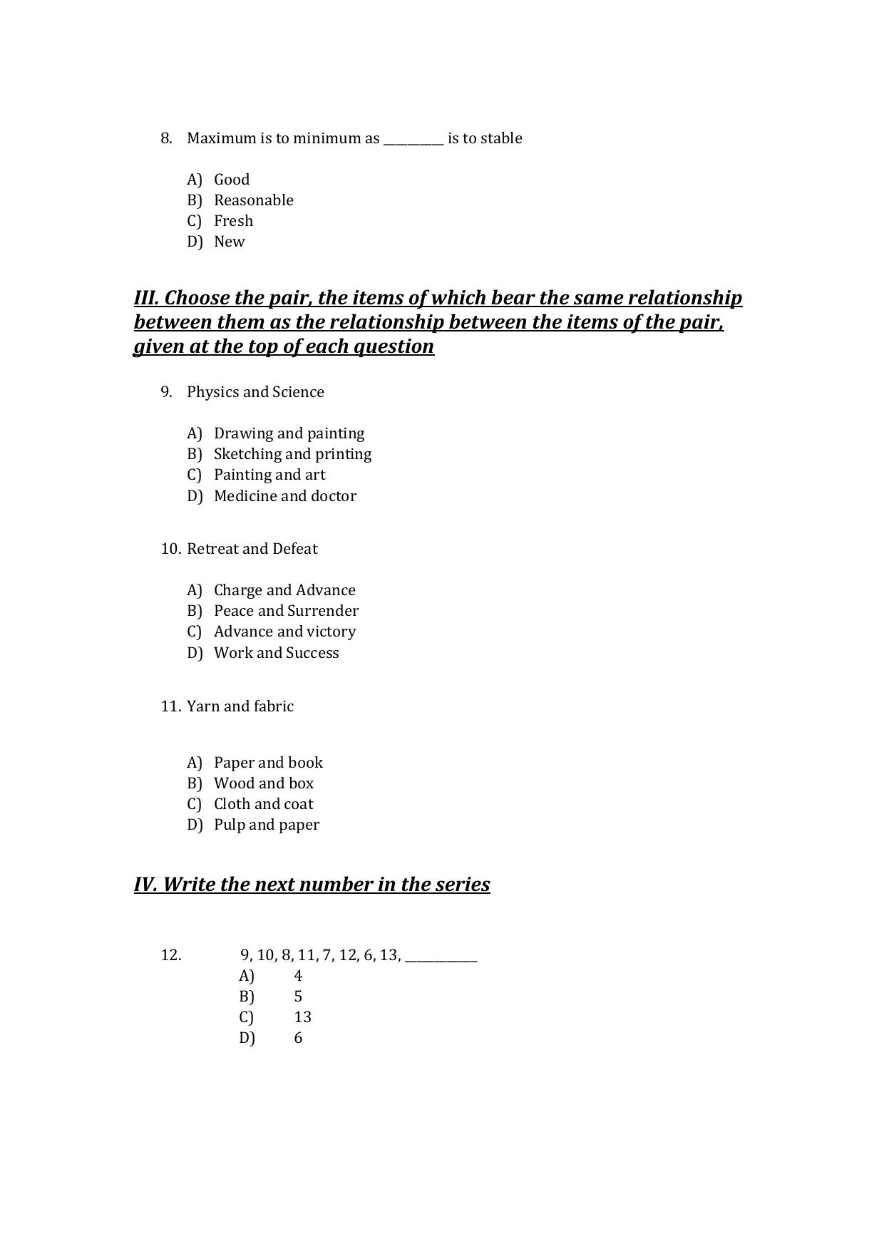 IMU CET UG (Except BBA) Sample Paper - Page 10