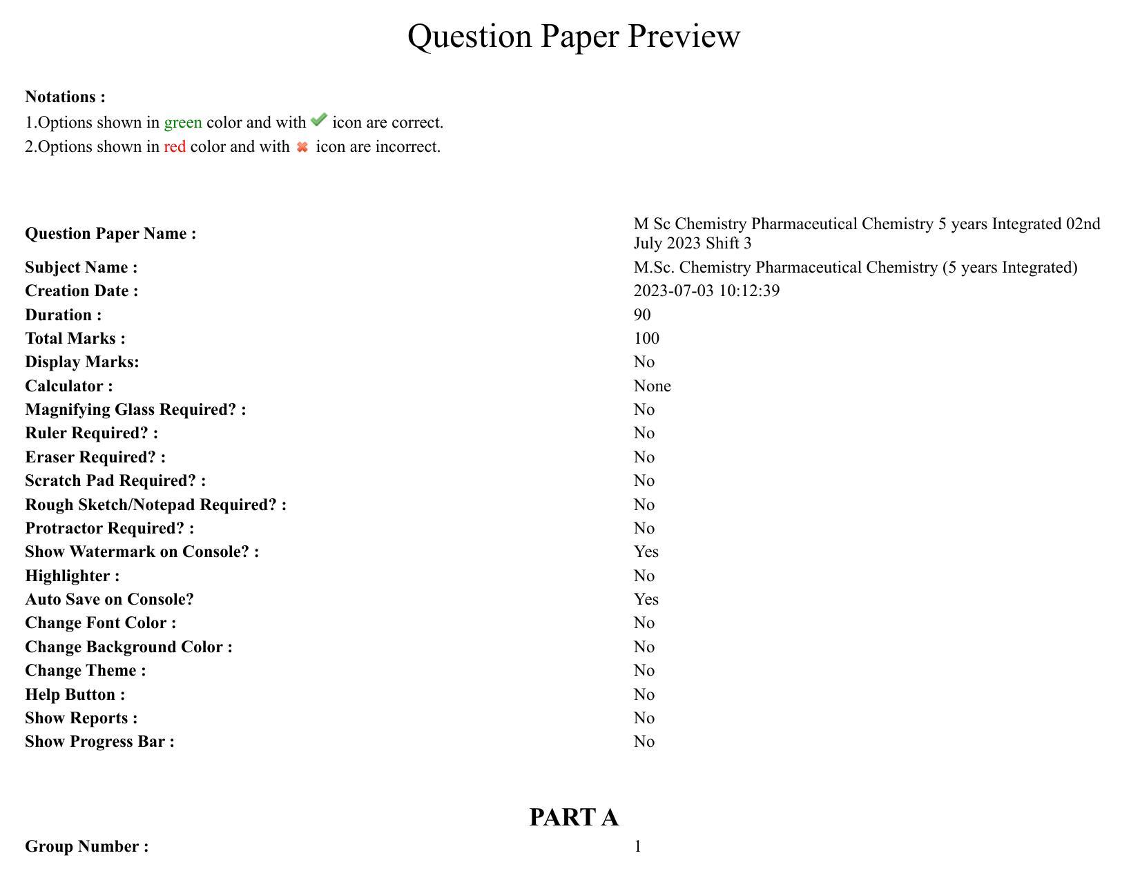 TS CPGET 2023 M Sc Chemistry Pharmaceutical Chemistry (5 years Integrated) Shift 3 Question Paper with Answer Key - Page 1
