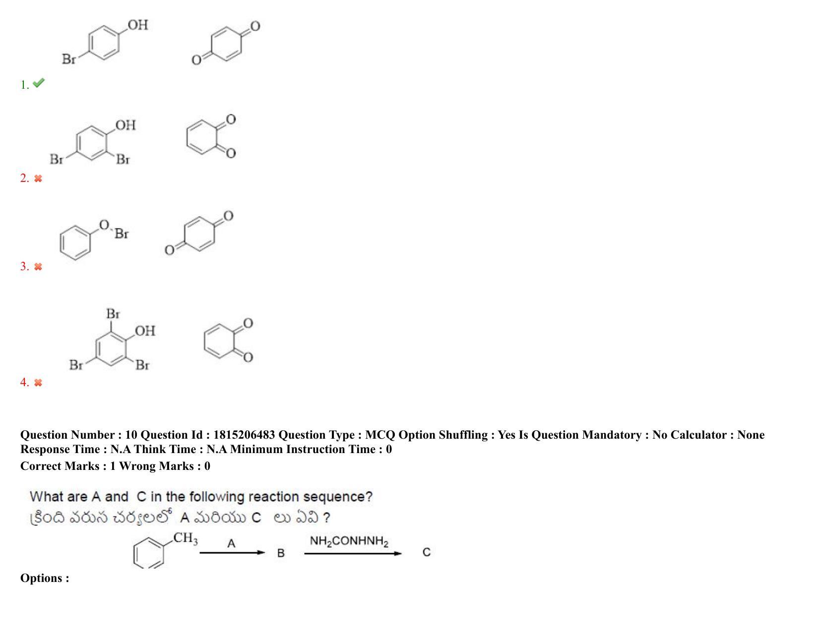 TS CPGET 2023 M Sc Chemistry Pharmaceutical Chemistry (5 years Integrated) Shift 3 Question Paper with Answer Key - Page 10