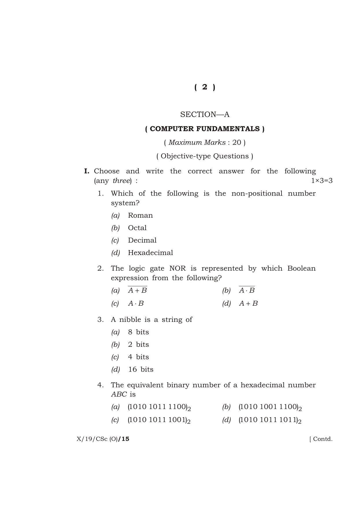 Meghalaya Board (MBOSE) Class 10 COMPUTER SCIENCE ( Old Course ) 2019 Question Paper - Page 2