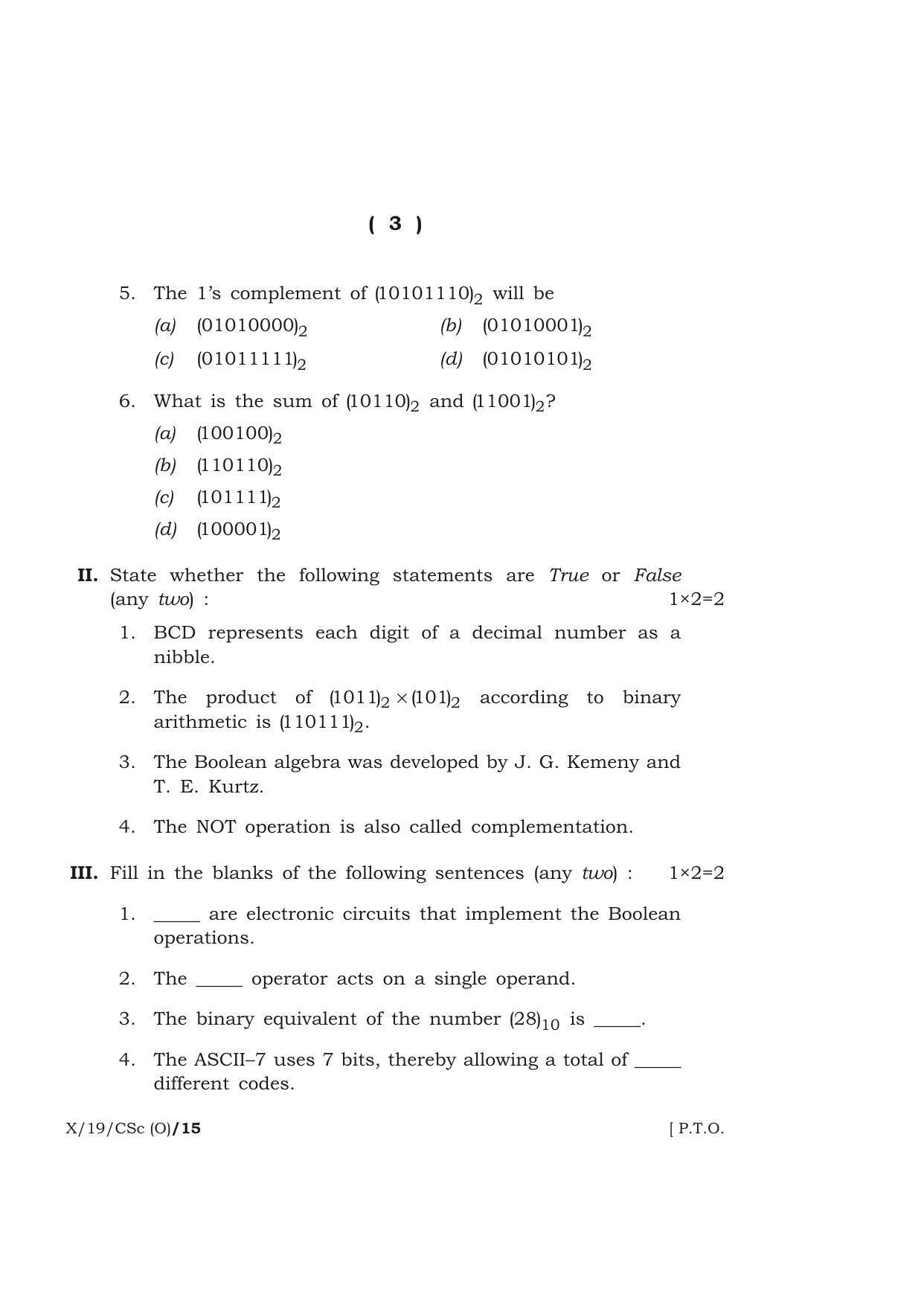 Meghalaya Board (MBOSE) Class 10 COMPUTER SCIENCE ( Old Course ) 2019 Question Paper - Page 3