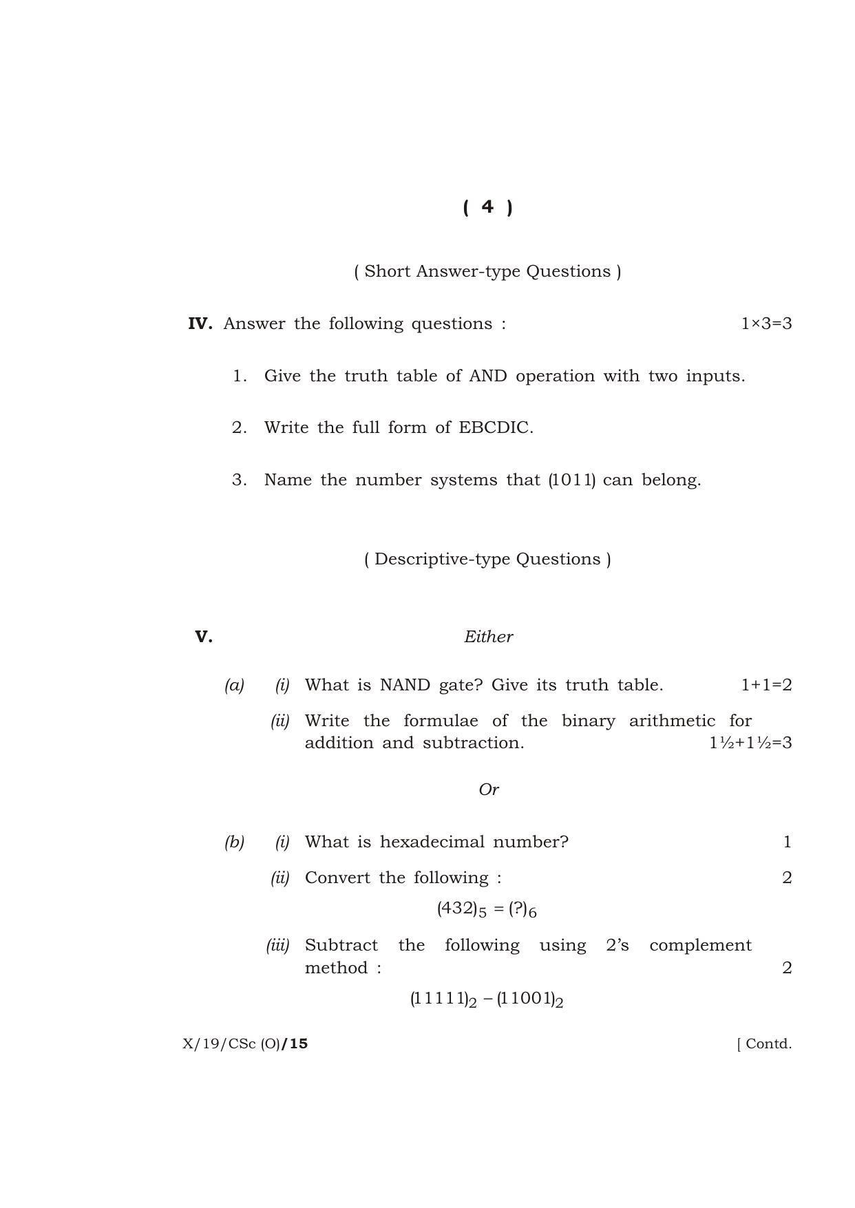 Meghalaya Board (MBOSE) Class 10 COMPUTER SCIENCE ( Old Course ) 2019 Question Paper - Page 4