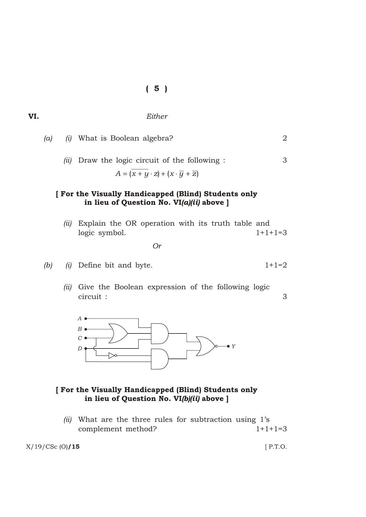 Meghalaya Board (MBOSE) Class 10 COMPUTER SCIENCE ( Old Course ) 2019 Question Paper - Page 5