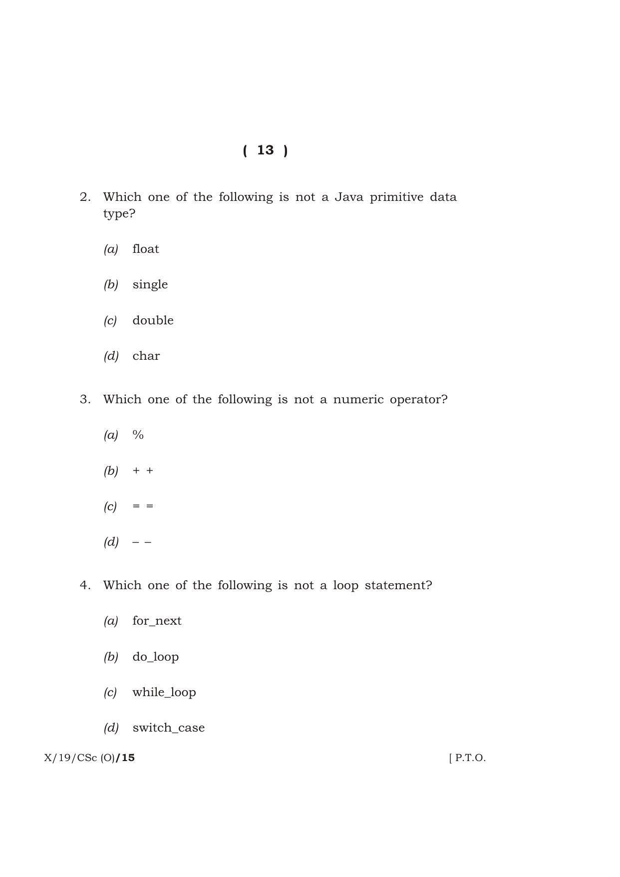 Meghalaya Board (MBOSE) Class 10 COMPUTER SCIENCE ( Old Course ) 2019 Question Paper - Page 13
