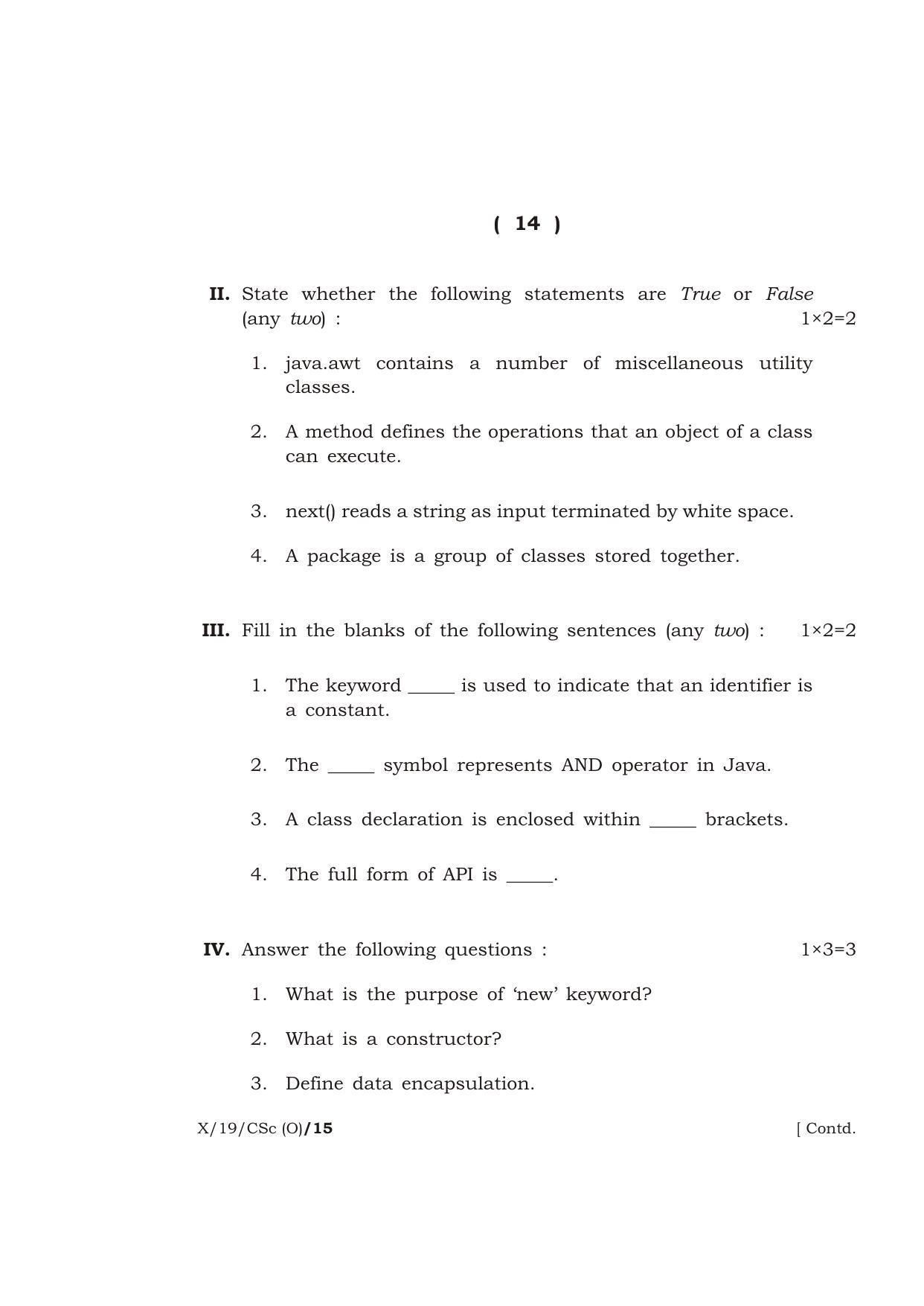 Meghalaya Board (MBOSE) Class 10 COMPUTER SCIENCE ( Old Course ) 2019 Question Paper - Page 14