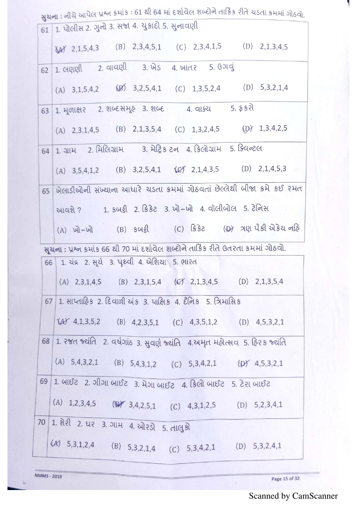Gujarat NMMS 2019 Question Paper - Page 7