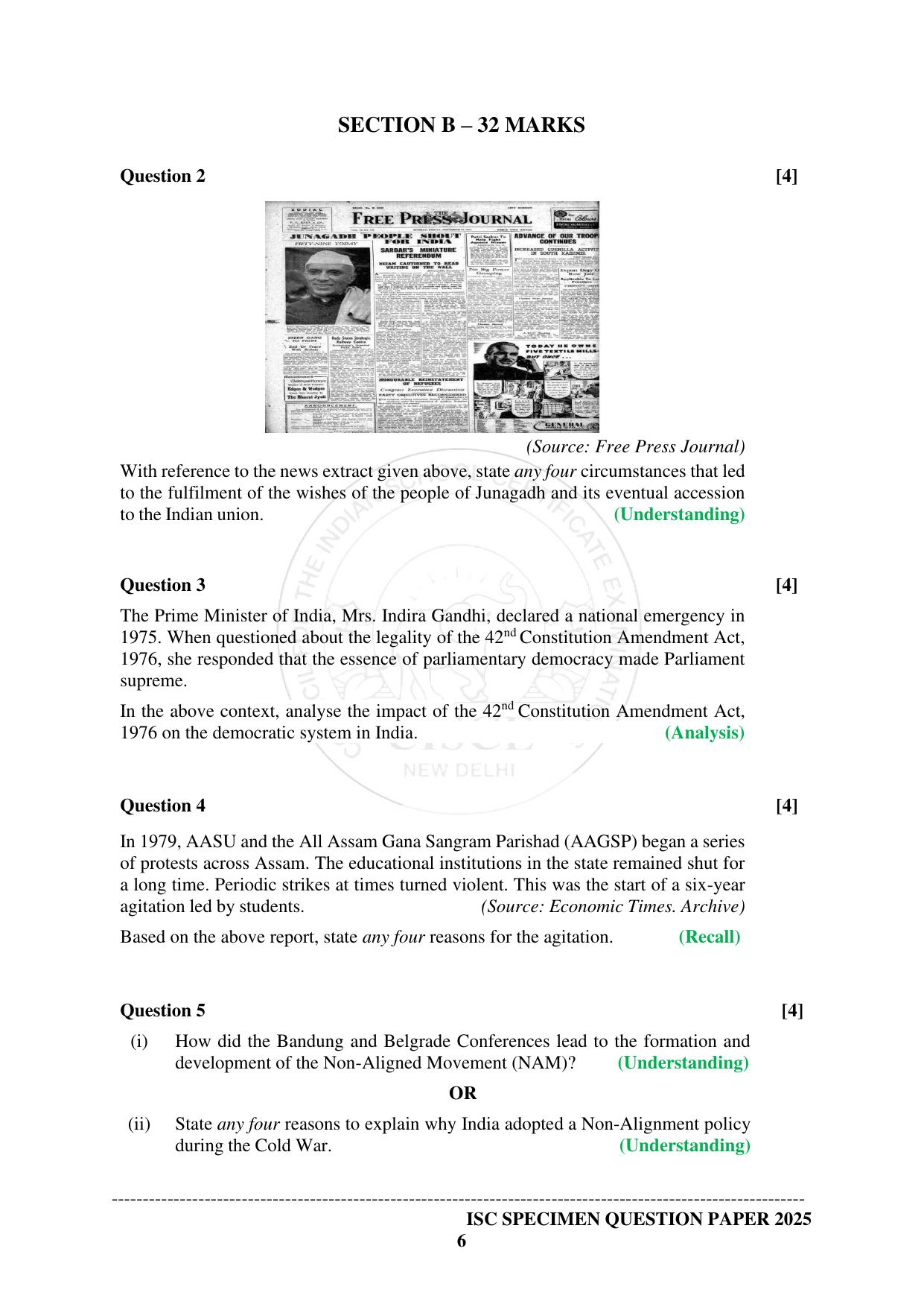 ISC Class 12 2025 HISTORY  (SQP & AK) Specimen Paper - Page 6