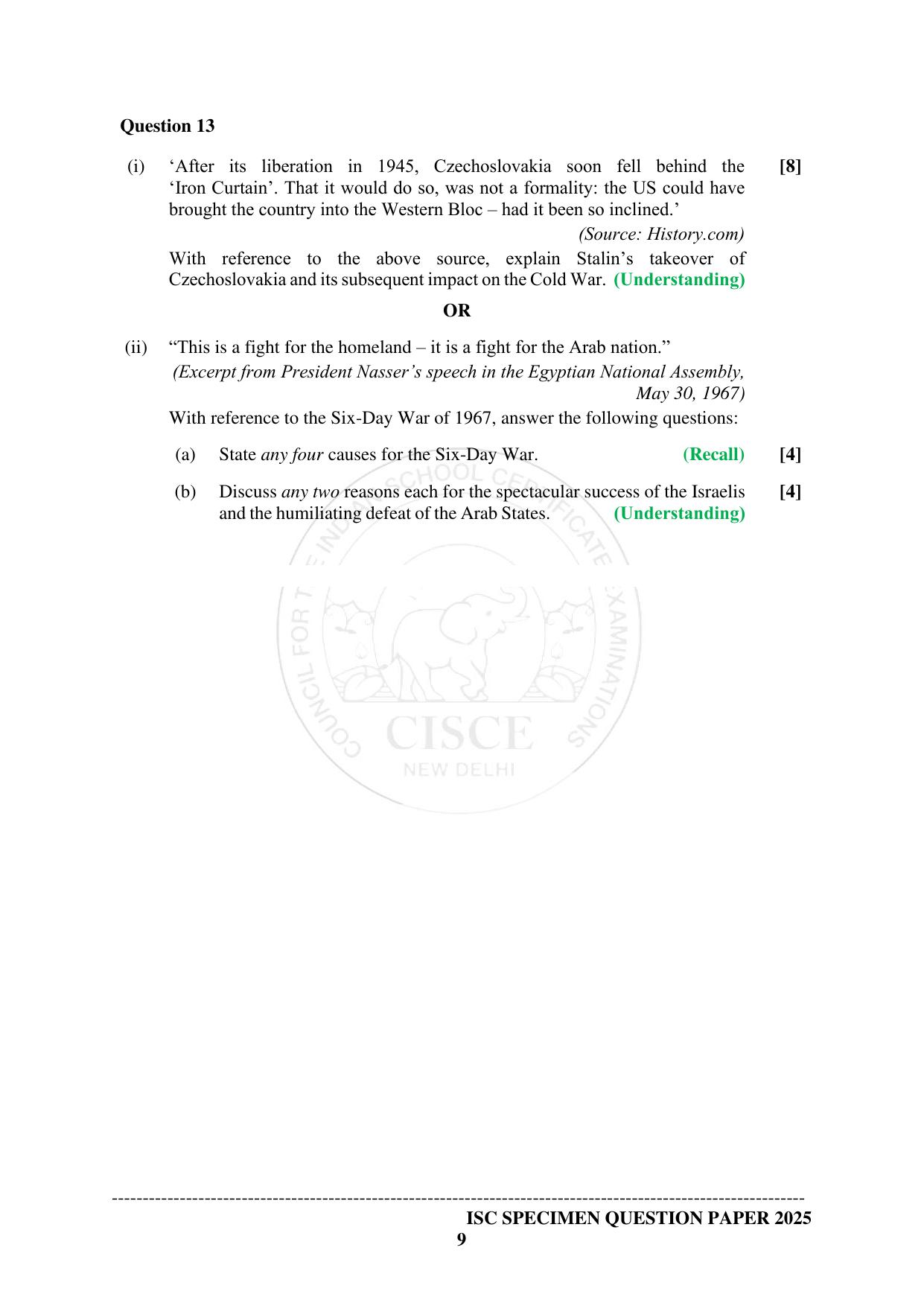ISC Class 12 2025 HISTORY  (SQP & AK) Specimen Paper - Page 9
