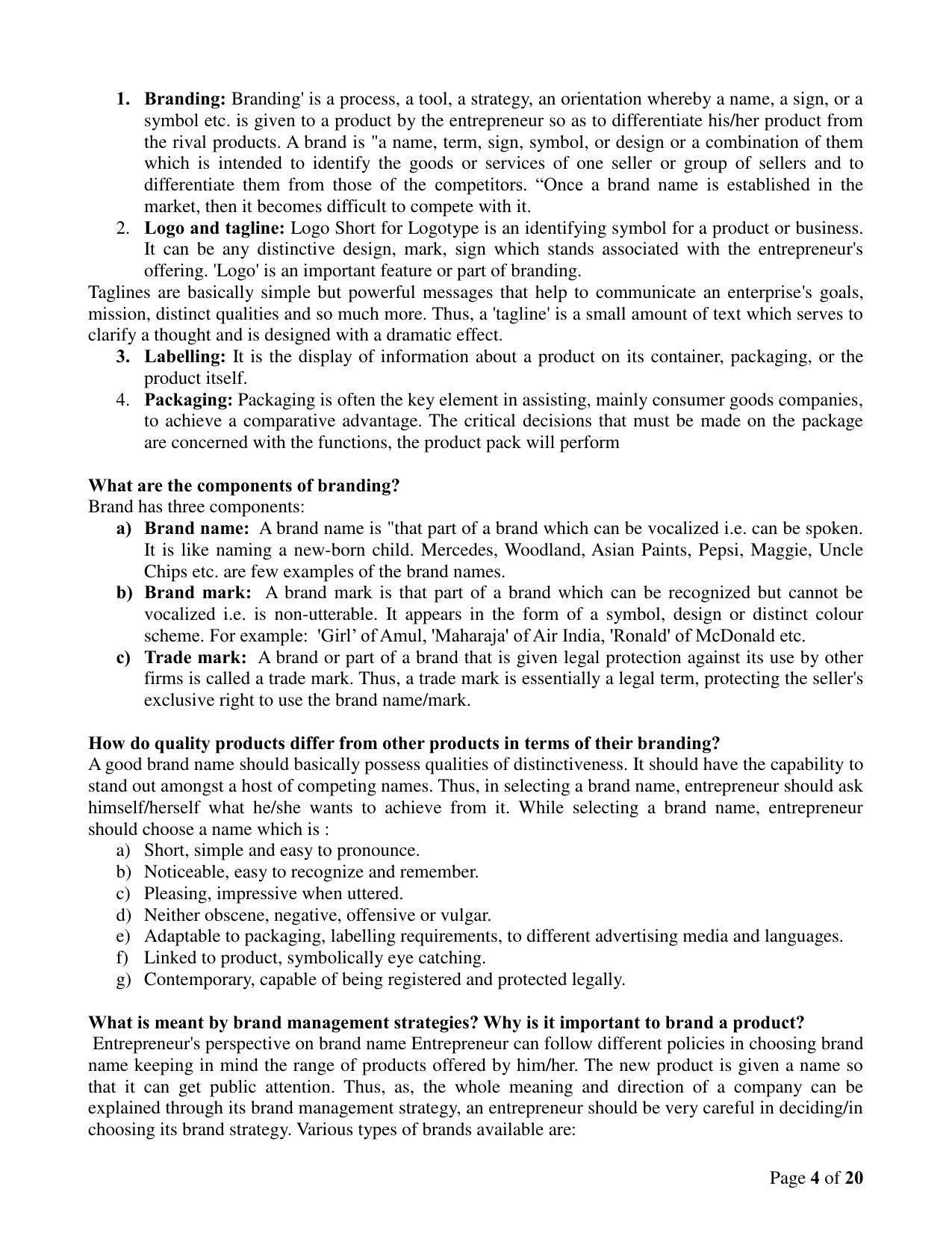 CBSE Class 12 Entrepreneurship Enterprise Marketing Study Material - Page 4