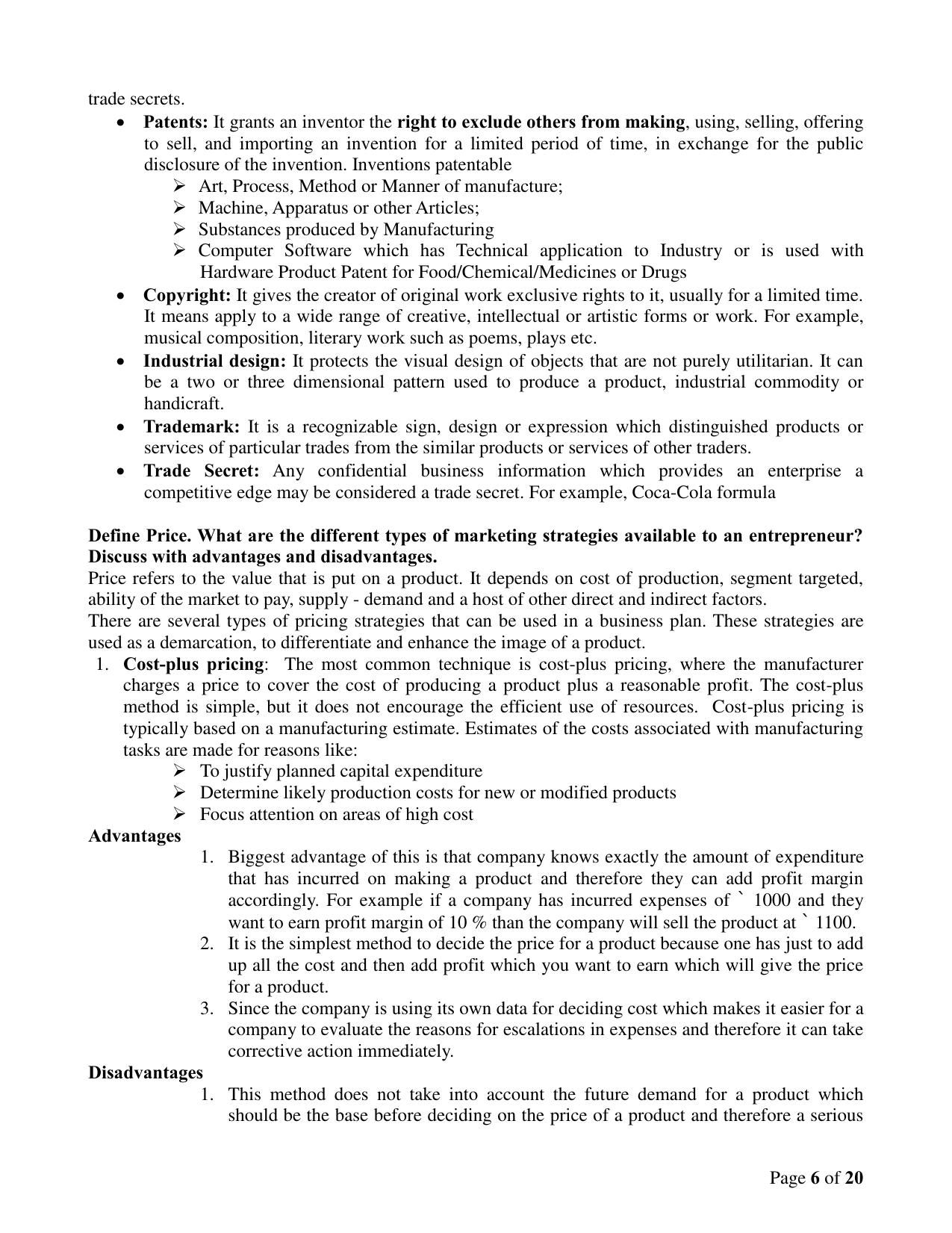 CBSE Class 12 Entrepreneurship Enterprise Marketing Study Material - Page 6