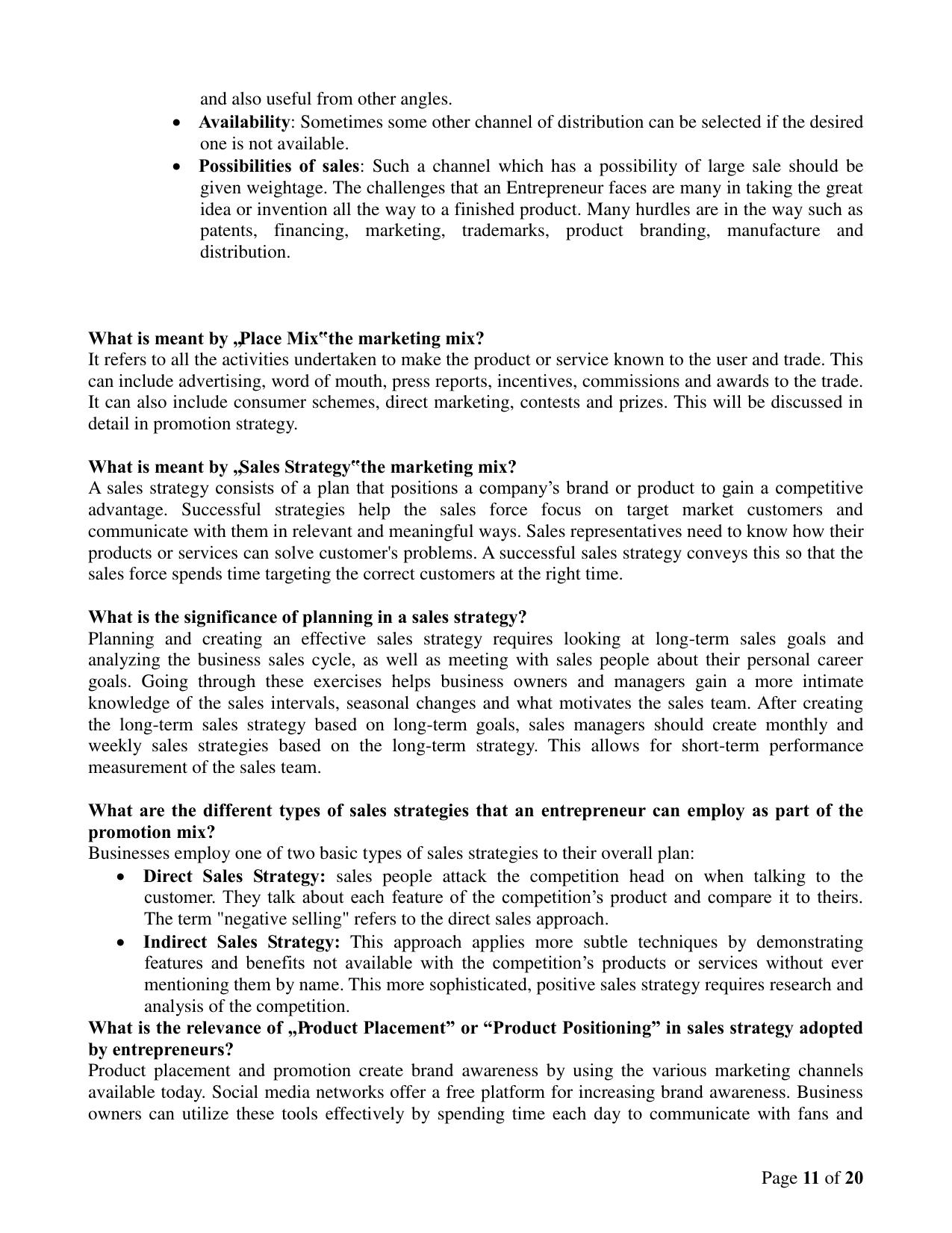 CBSE Class 12 Entrepreneurship Enterprise Marketing Study Material - Page 11
