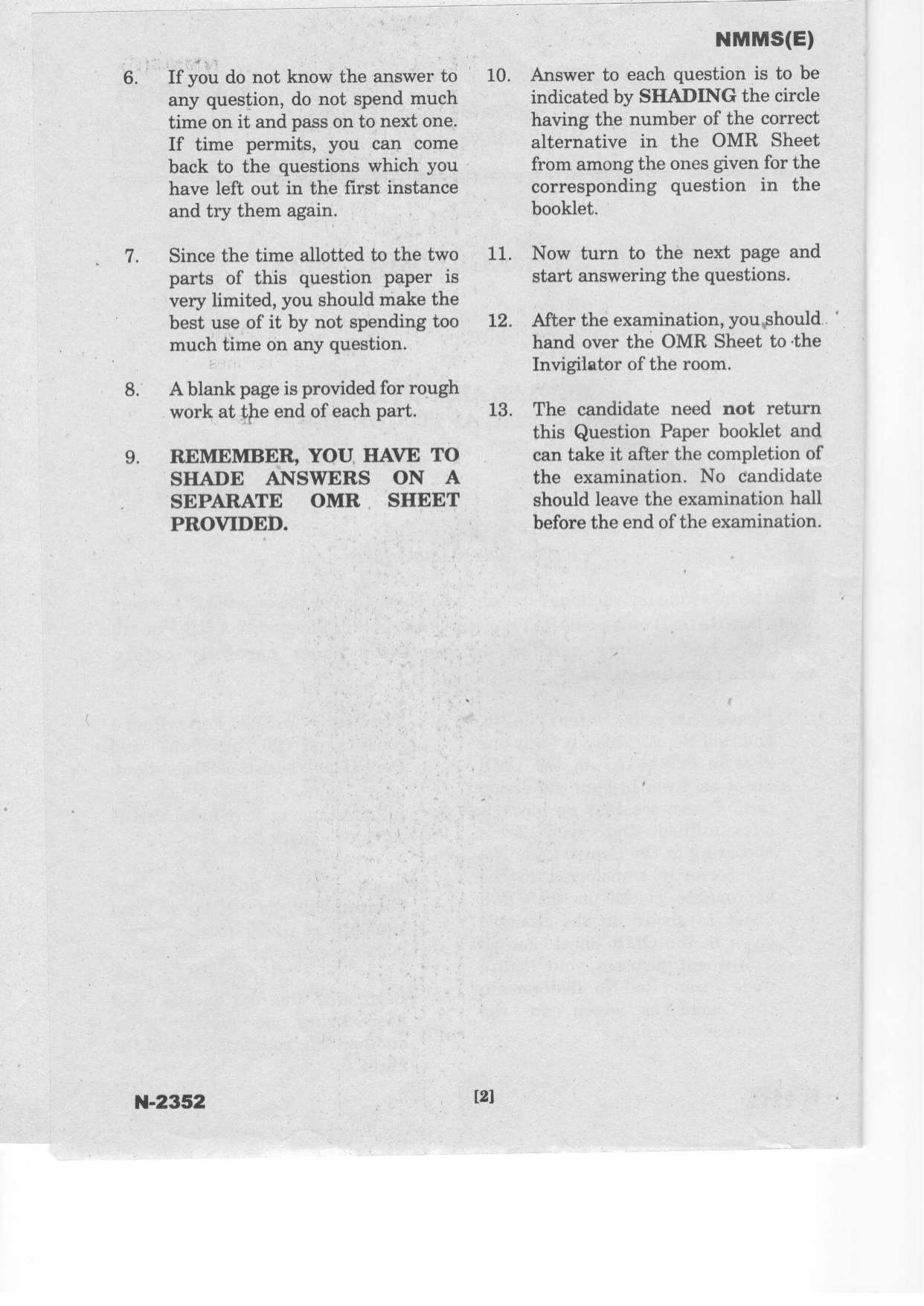Telangana NMMS Dec 2022 English Question Paper - Page 2
