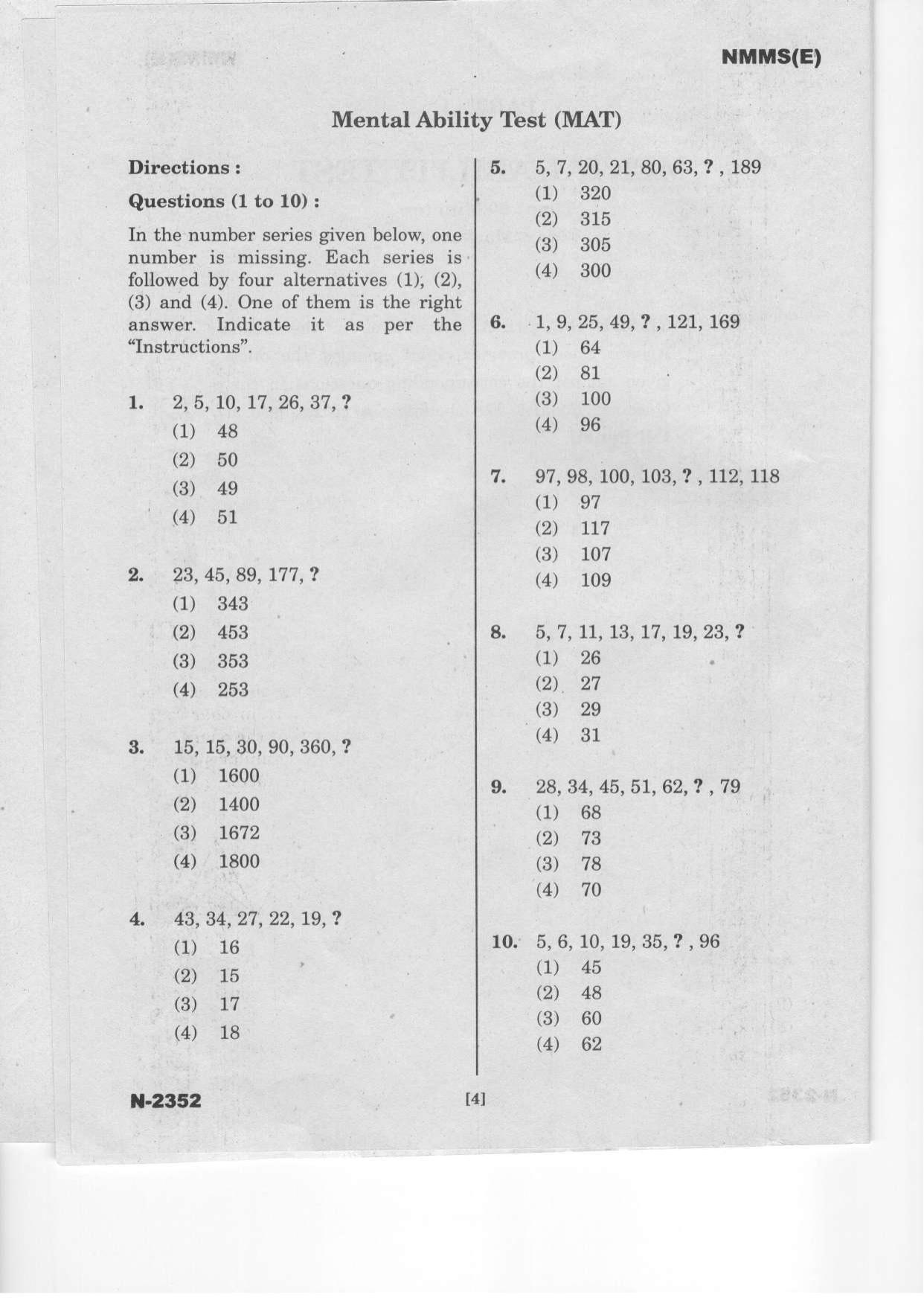 Telangana NMMS Dec 2022 English Question Paper - Page 4