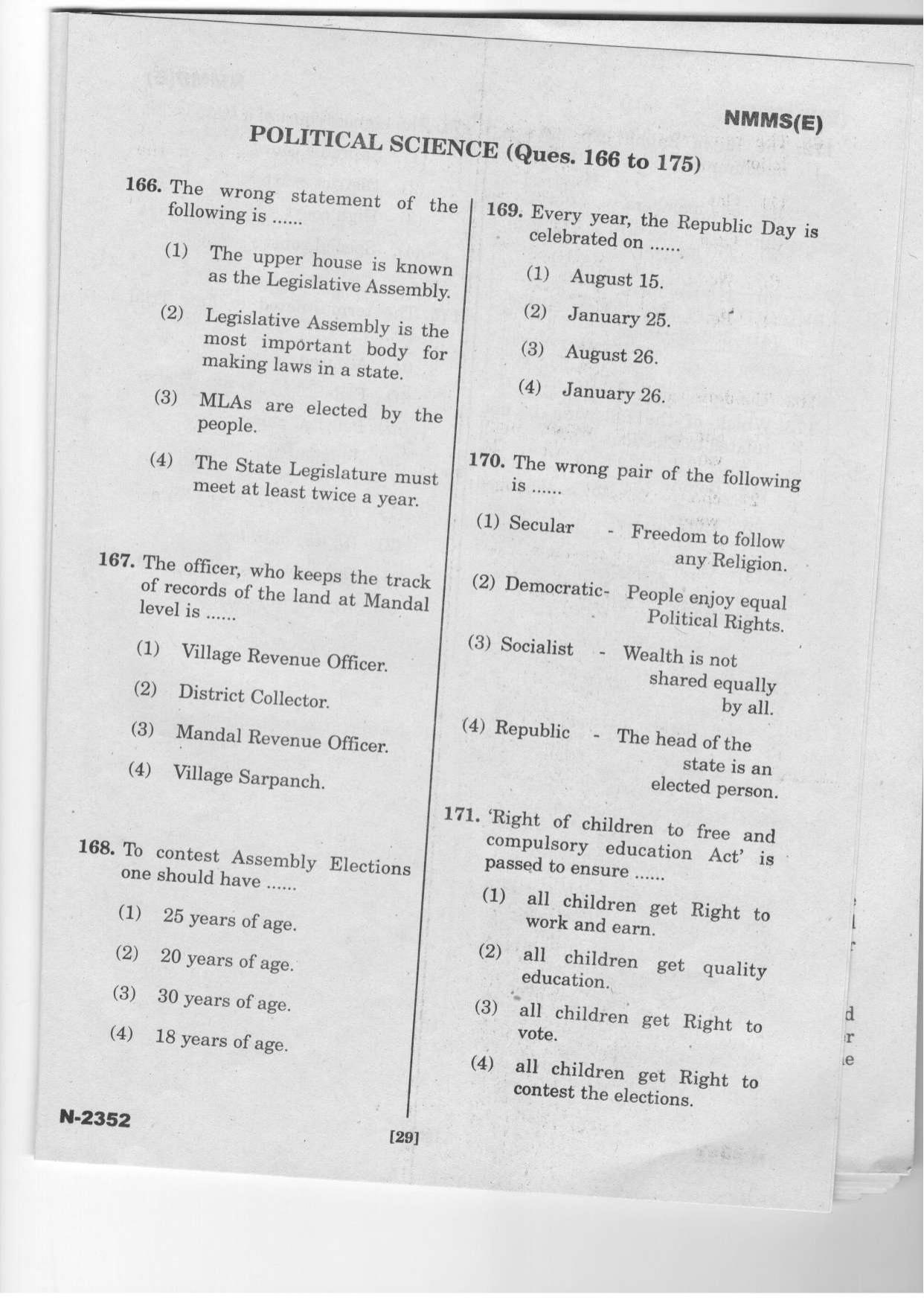 Telangana NMMS Dec 2022 English Question Paper - Page 27