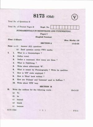 AP Inter 1st Year Fundamentals in Shorthand and Typewriting-I (Old) March-2019-Vocational Question Paper
