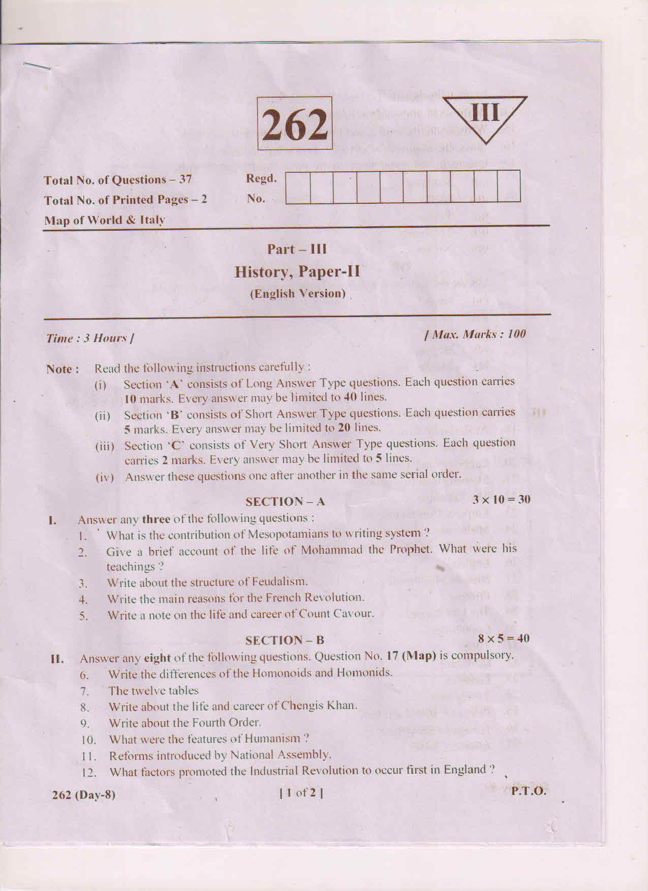AP Inter 2nd Year History-II (EM)I March-2019-General Question Paper - Page 1