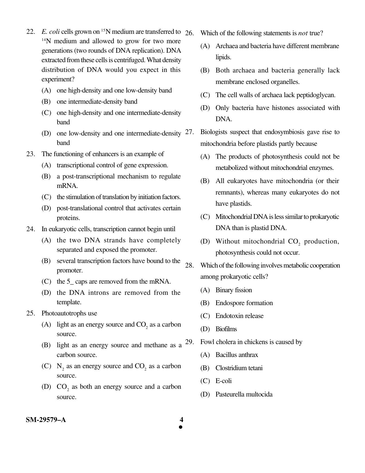 KUET 2023 M.Sc. Clinical Biochemistry Question Paper - Page 4
