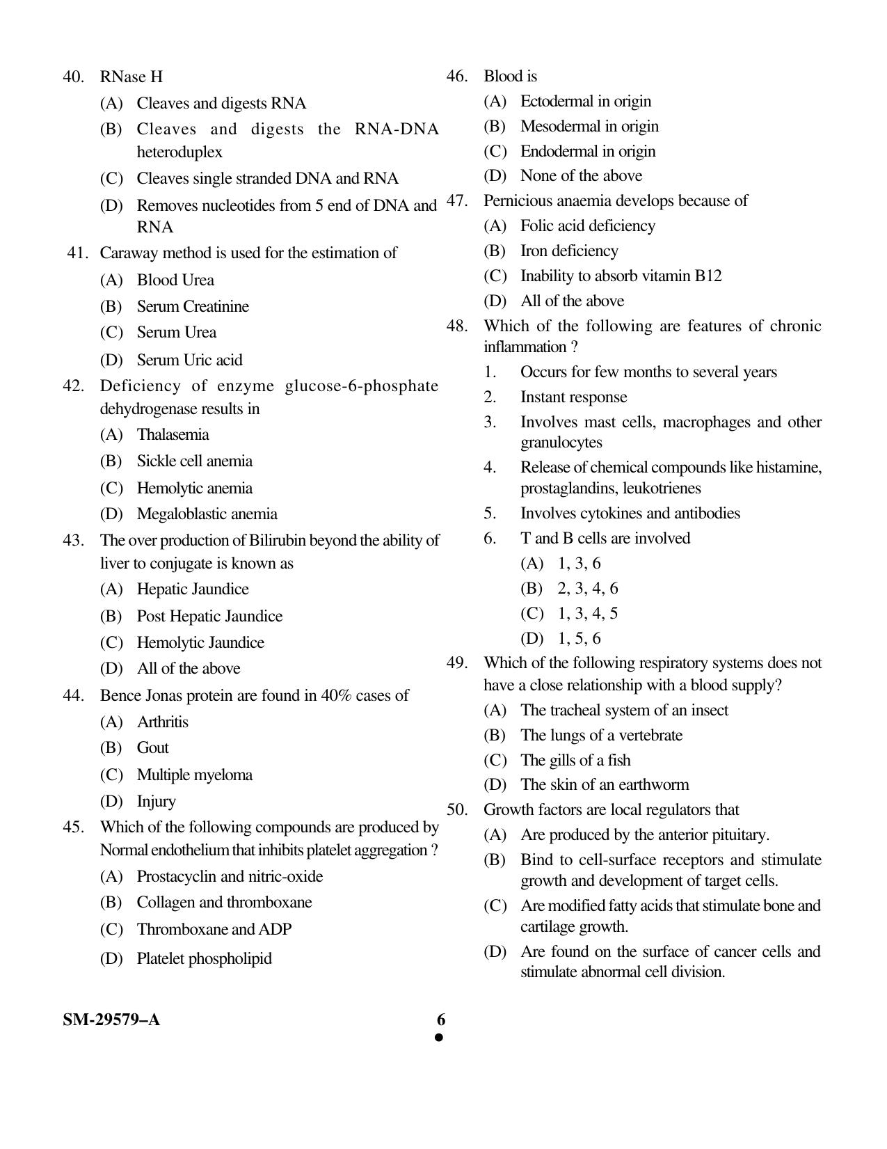 KUET 2023 M.Sc. Clinical Biochemistry Question Paper - Page 6