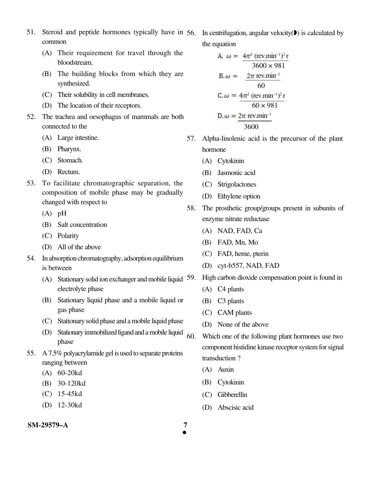 KUET 2023 M.Sc. Clinical Biochemistry Question Paper - Page 7