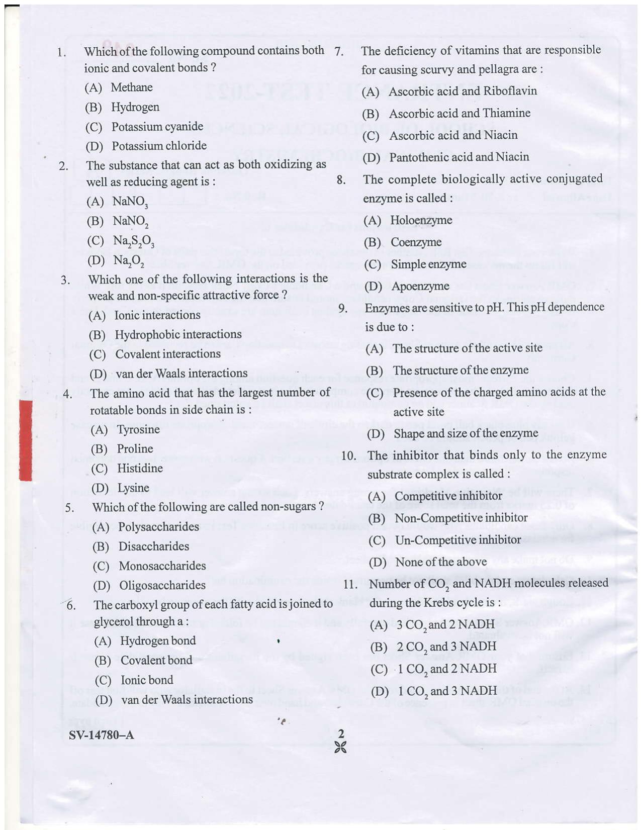 KUET 2023 M.Sc. Clinical Biochemistry Question Paper - Page 10