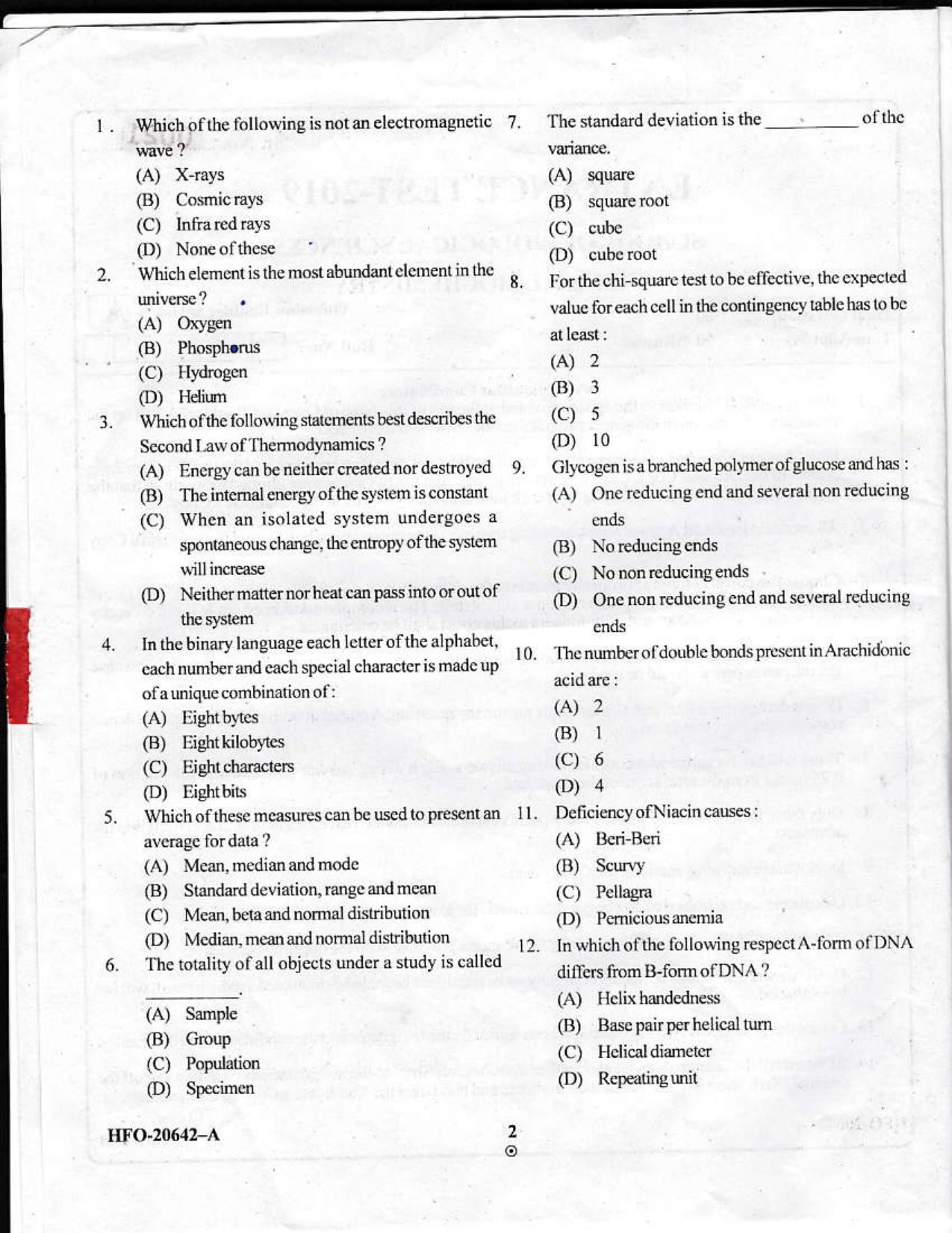 KUET 2023 M.Sc. Clinical Biochemistry Question Paper - Page 26