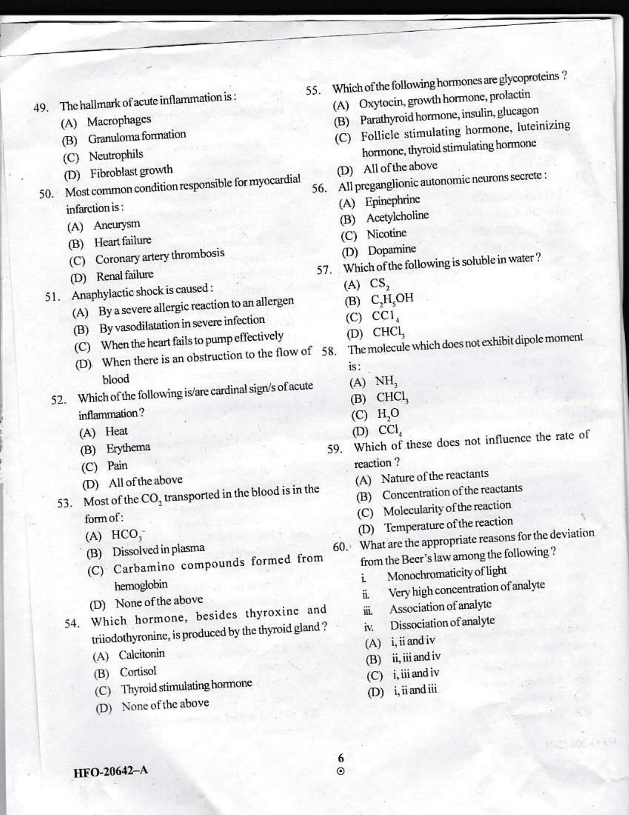 KUET 2023 M.Sc. Clinical Biochemistry Question Paper - Page 30