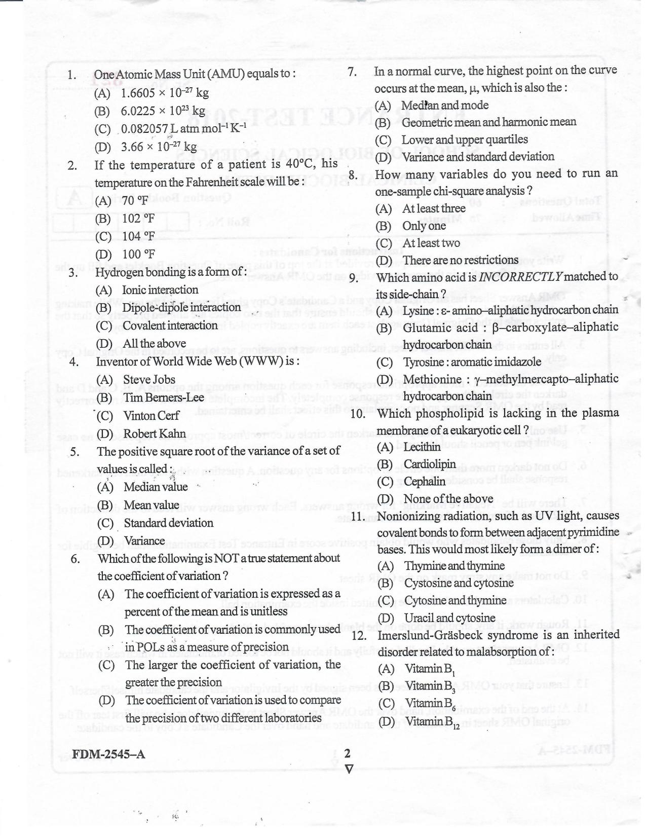KUET 2023 M.Sc. Clinical Biochemistry Question Paper - Page 31
