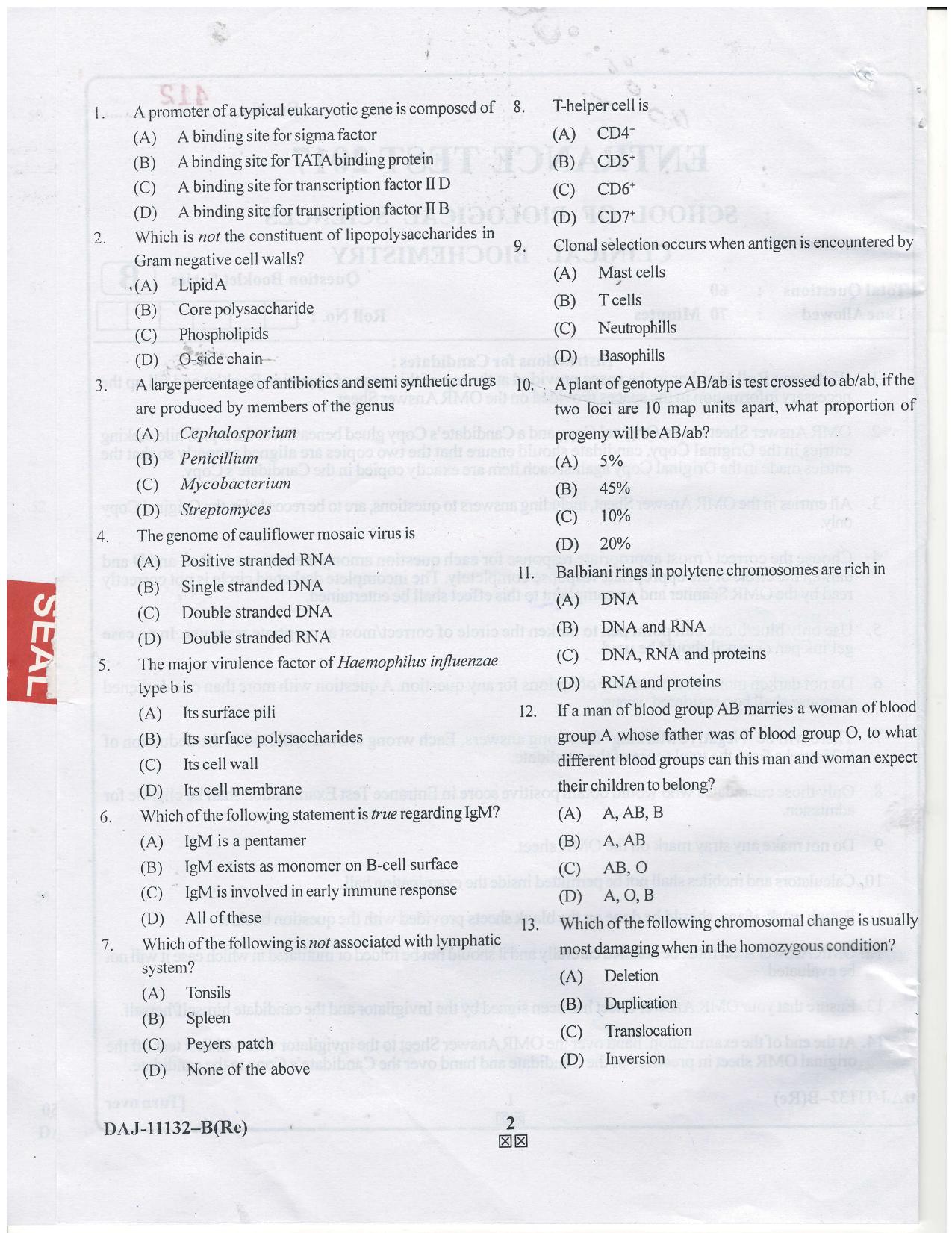 KUET 2023 M.Sc. Clinical Biochemistry Question Paper - Page 38