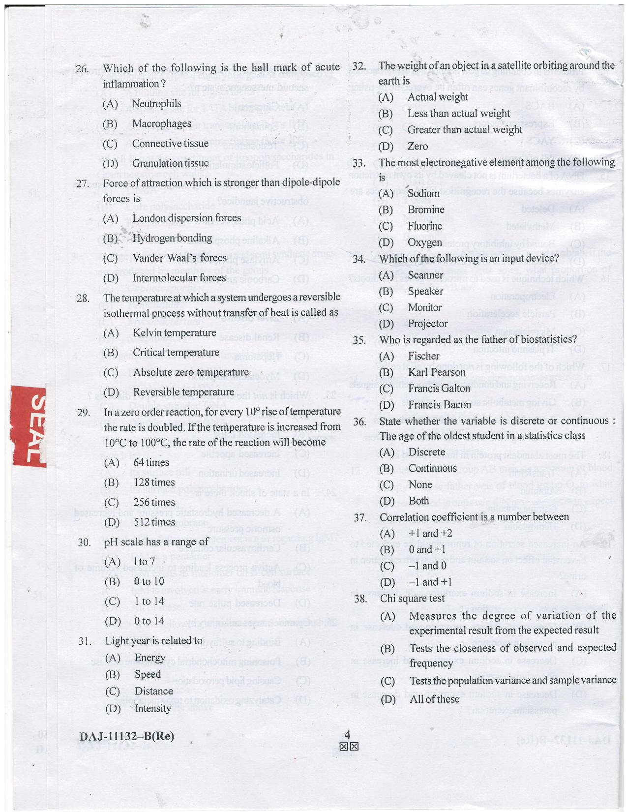 KUET 2023 M.Sc. Clinical Biochemistry Question Paper - Page 40