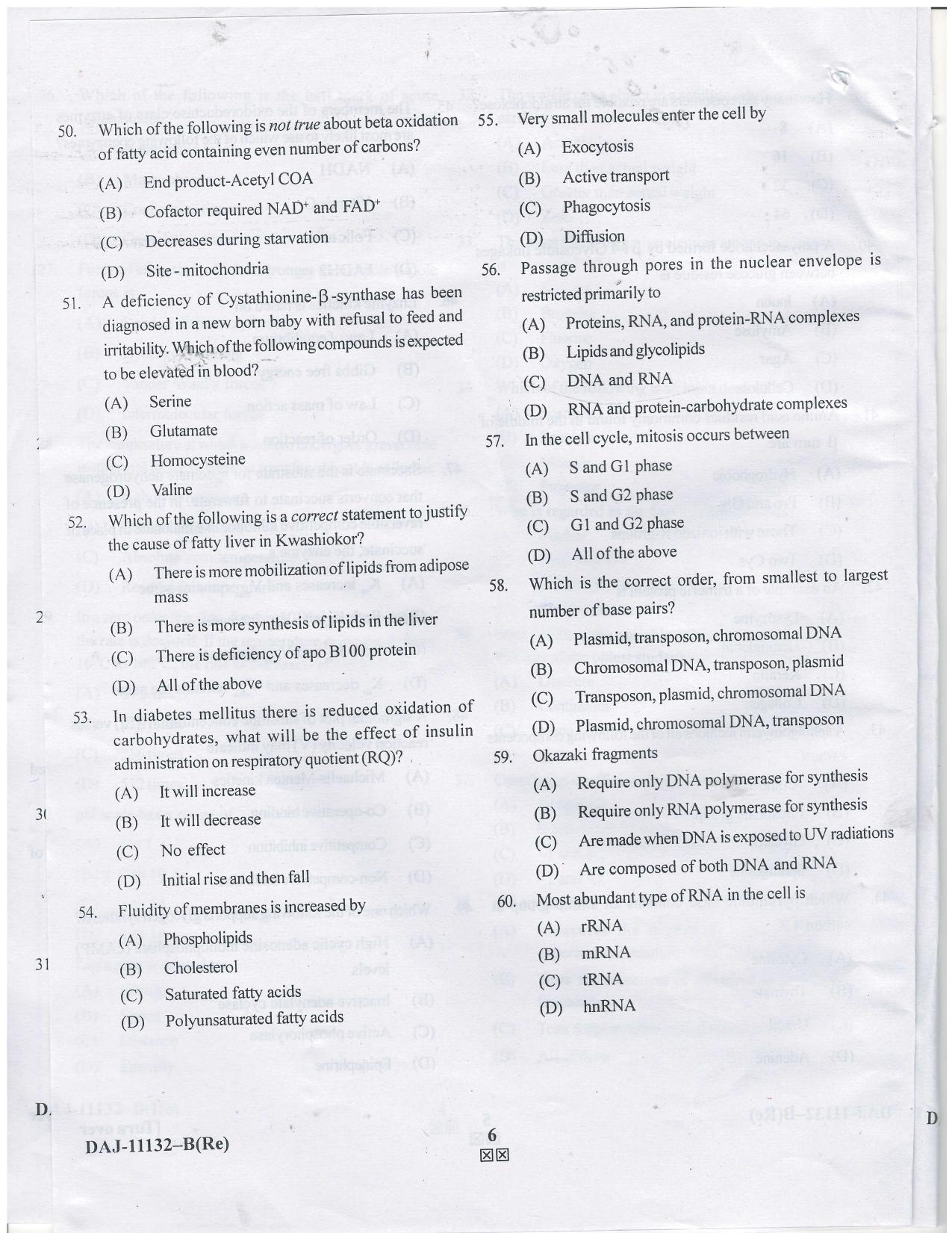 KUET 2023 M.Sc. Clinical Biochemistry Question Paper - Page 42