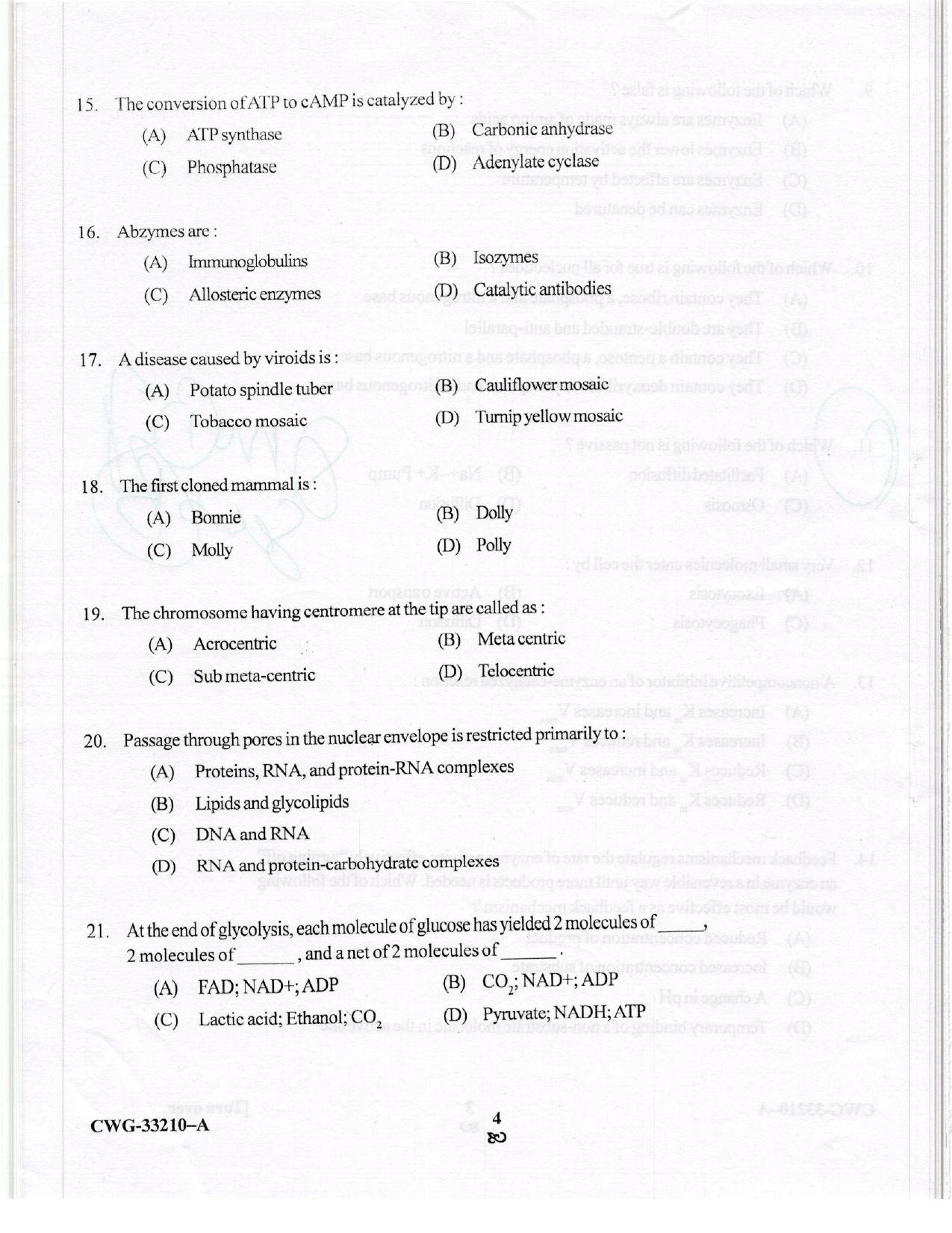 KUET 2023 M.Sc. Clinical Biochemistry Question Paper - Page 46