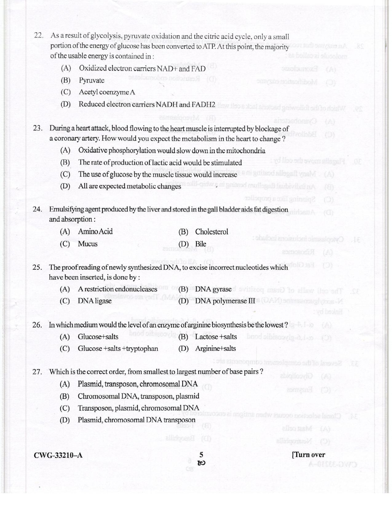 KUET 2023 M.Sc. Clinical Biochemistry Question Paper - Page 47