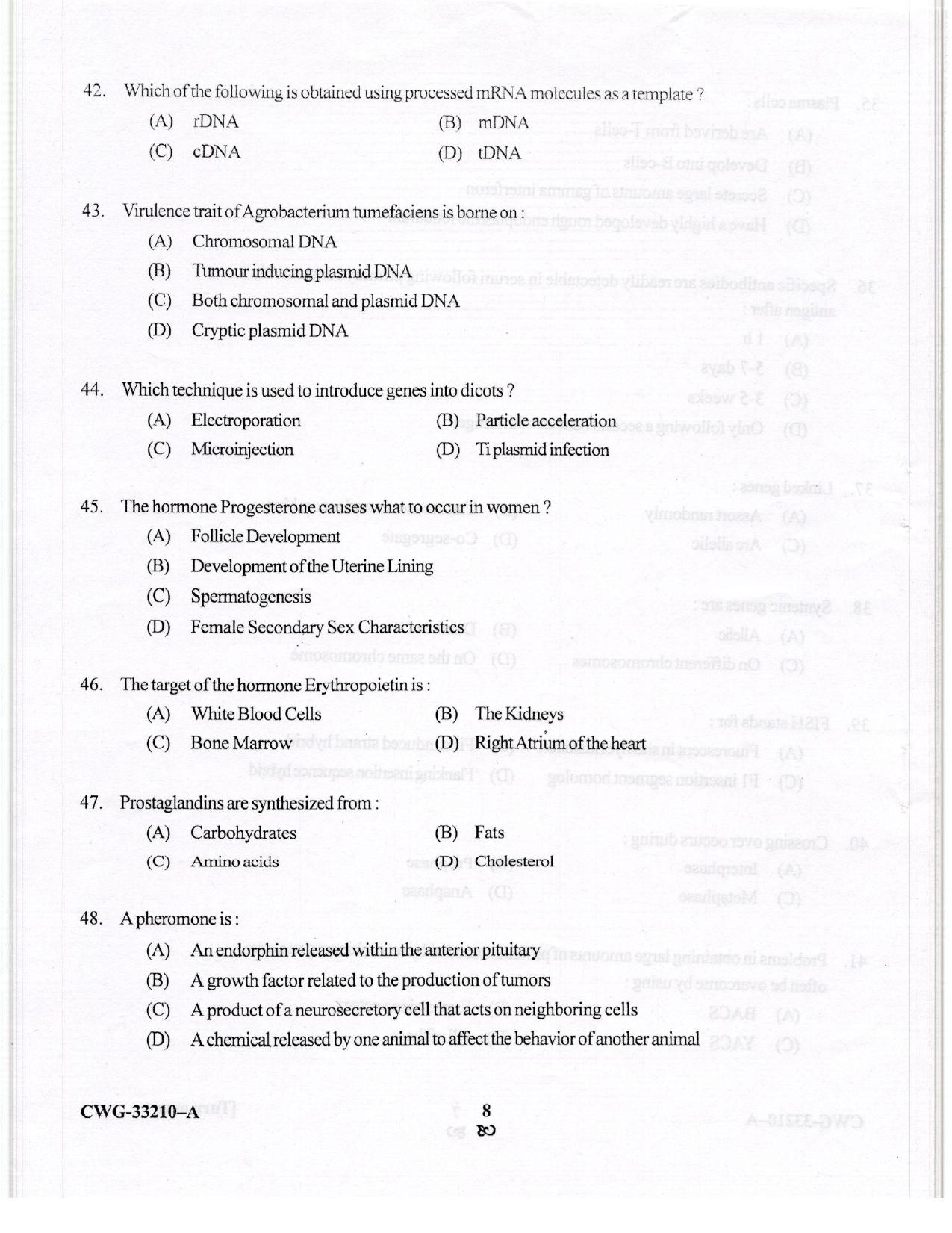 KUET 2023 M.Sc. Clinical Biochemistry Question Paper - Page 50