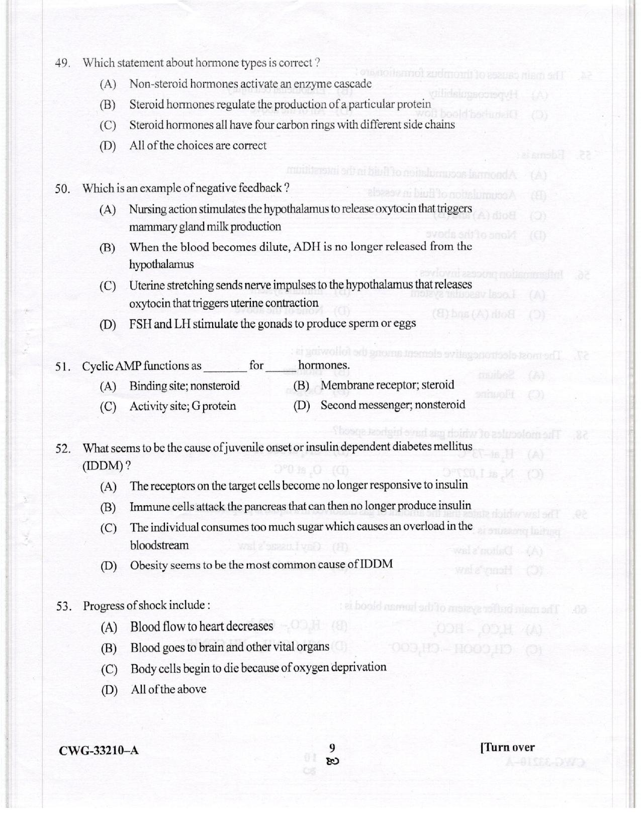 KUET 2023 M.Sc. Clinical Biochemistry Question Paper - Page 51