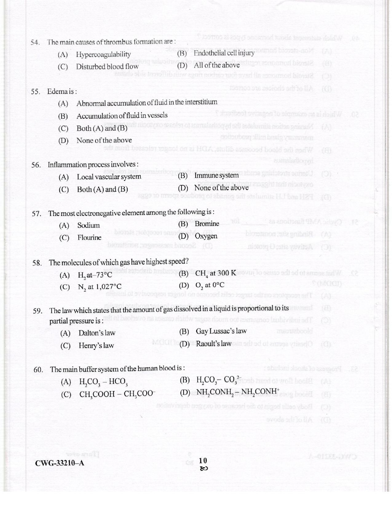 KUET 2023 M.Sc. Clinical Biochemistry Question Paper - Page 52