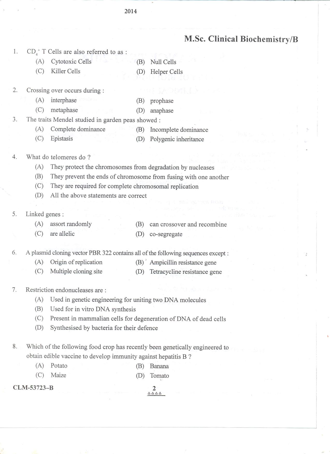 KUET 2023 M.Sc. Clinical Biochemistry Question Paper - Page 53