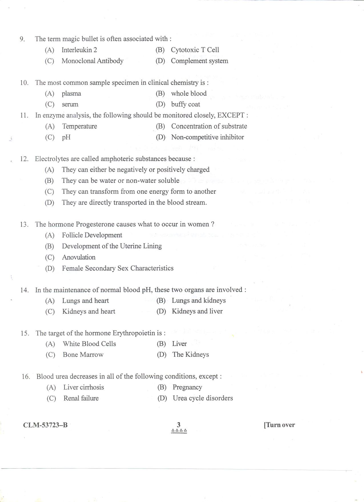 KUET 2023 M.Sc. Clinical Biochemistry Question Paper - Page 54