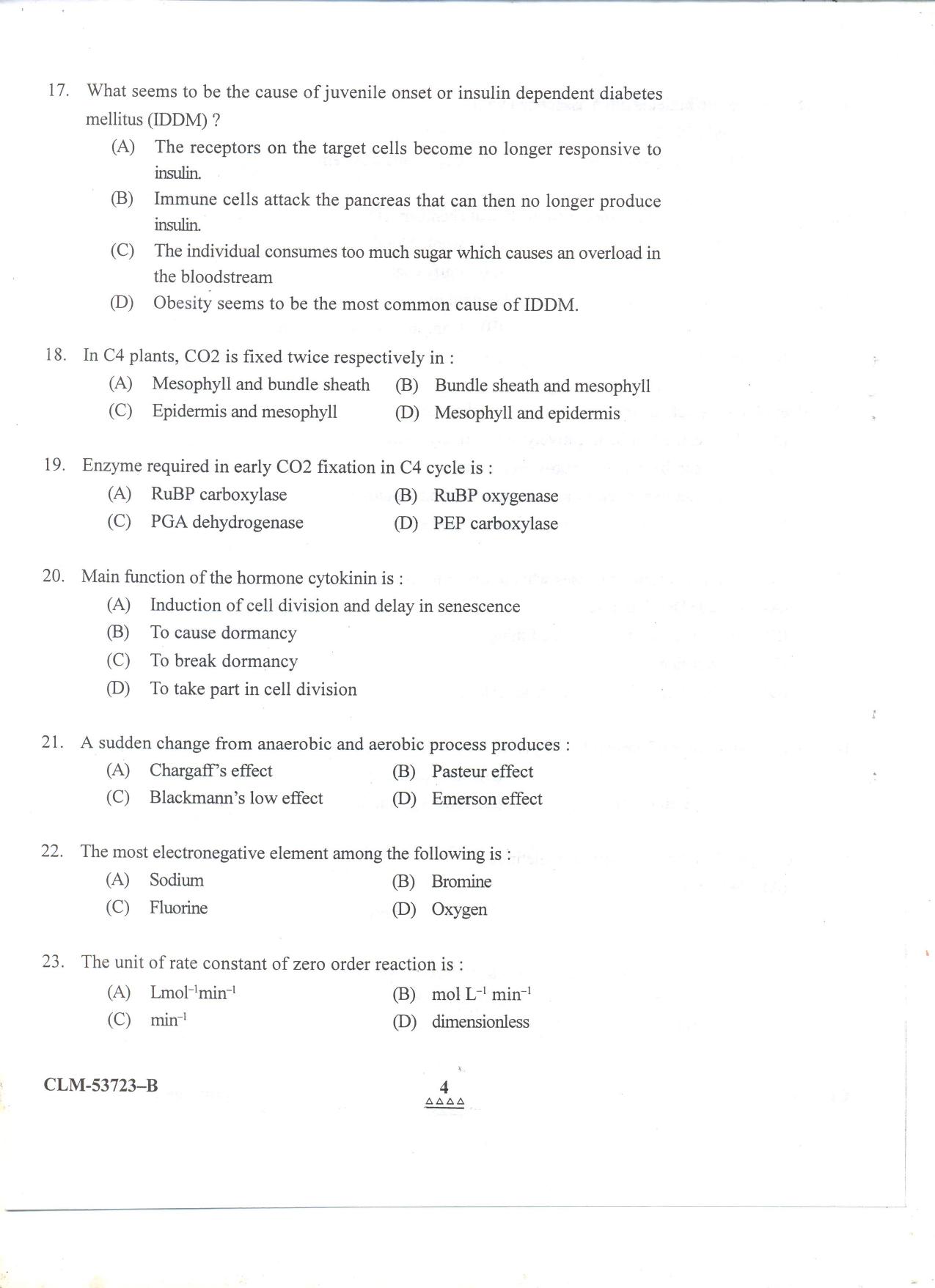 KUET 2023 M.Sc. Clinical Biochemistry Question Paper - Page 55