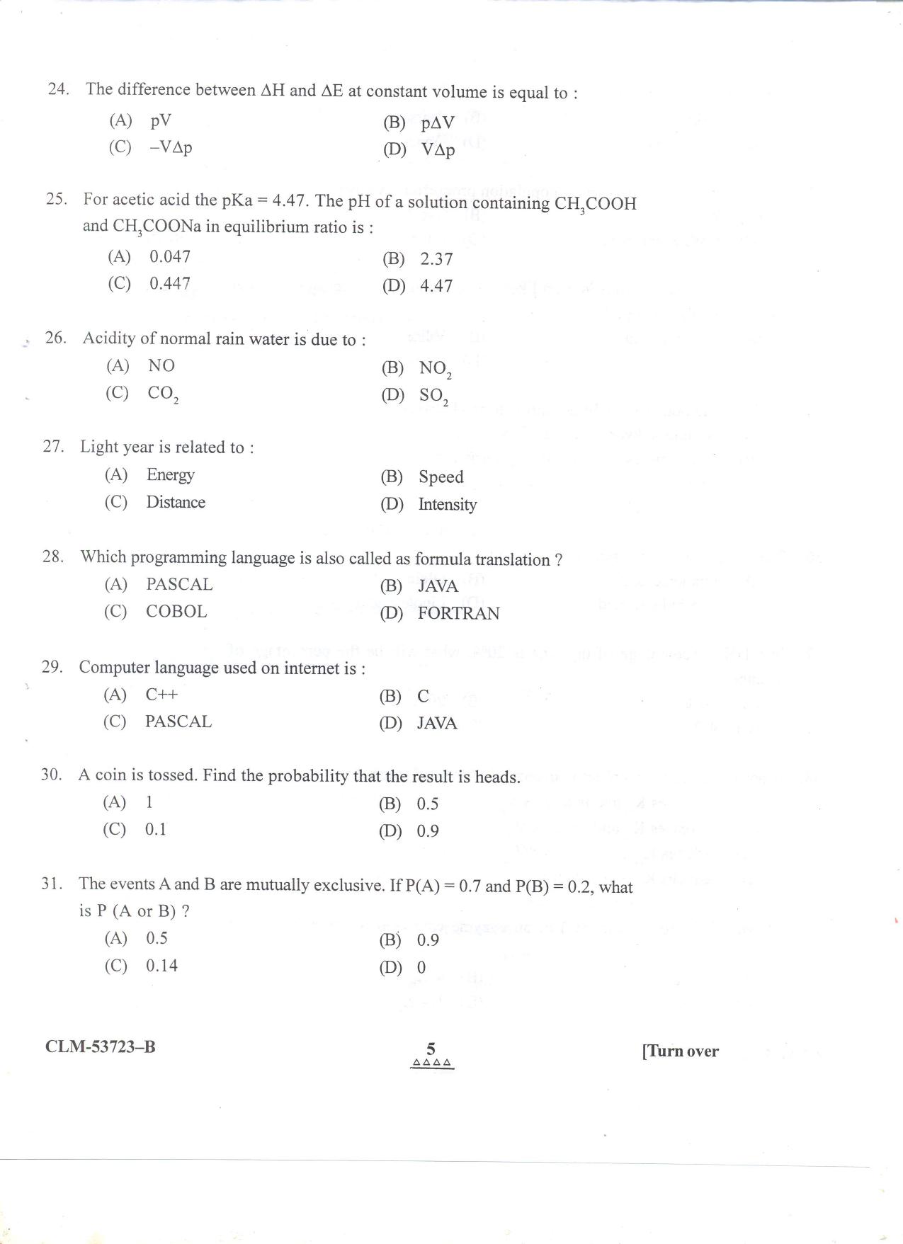 KUET 2023 M.Sc. Clinical Biochemistry Question Paper - Page 56