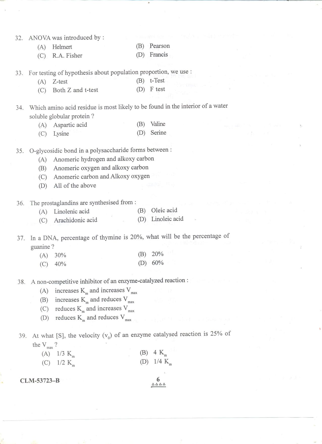 KUET 2023 M.Sc. Clinical Biochemistry Question Paper - Page 57