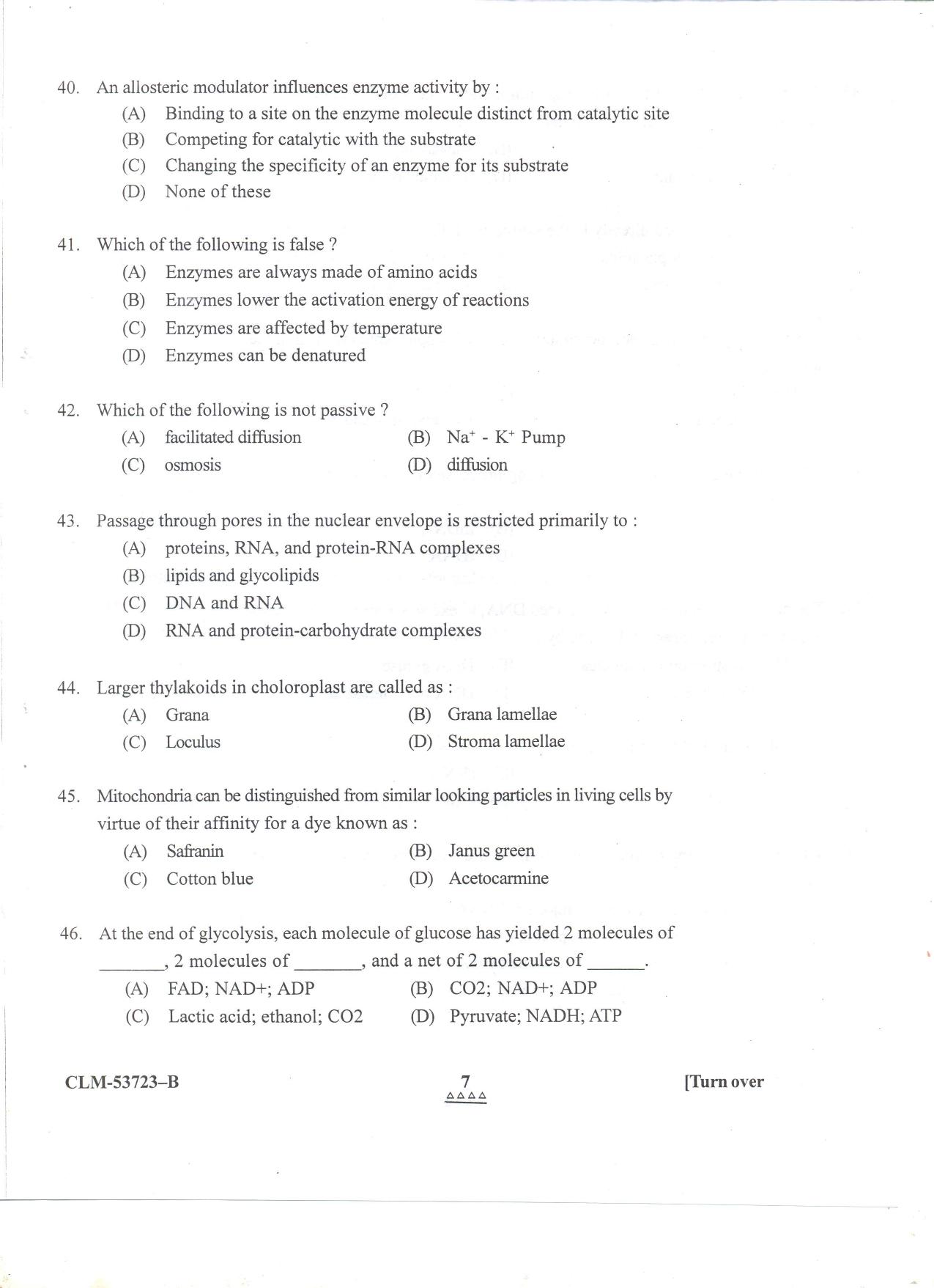 KUET 2023 M.Sc. Clinical Biochemistry Question Paper - Page 58