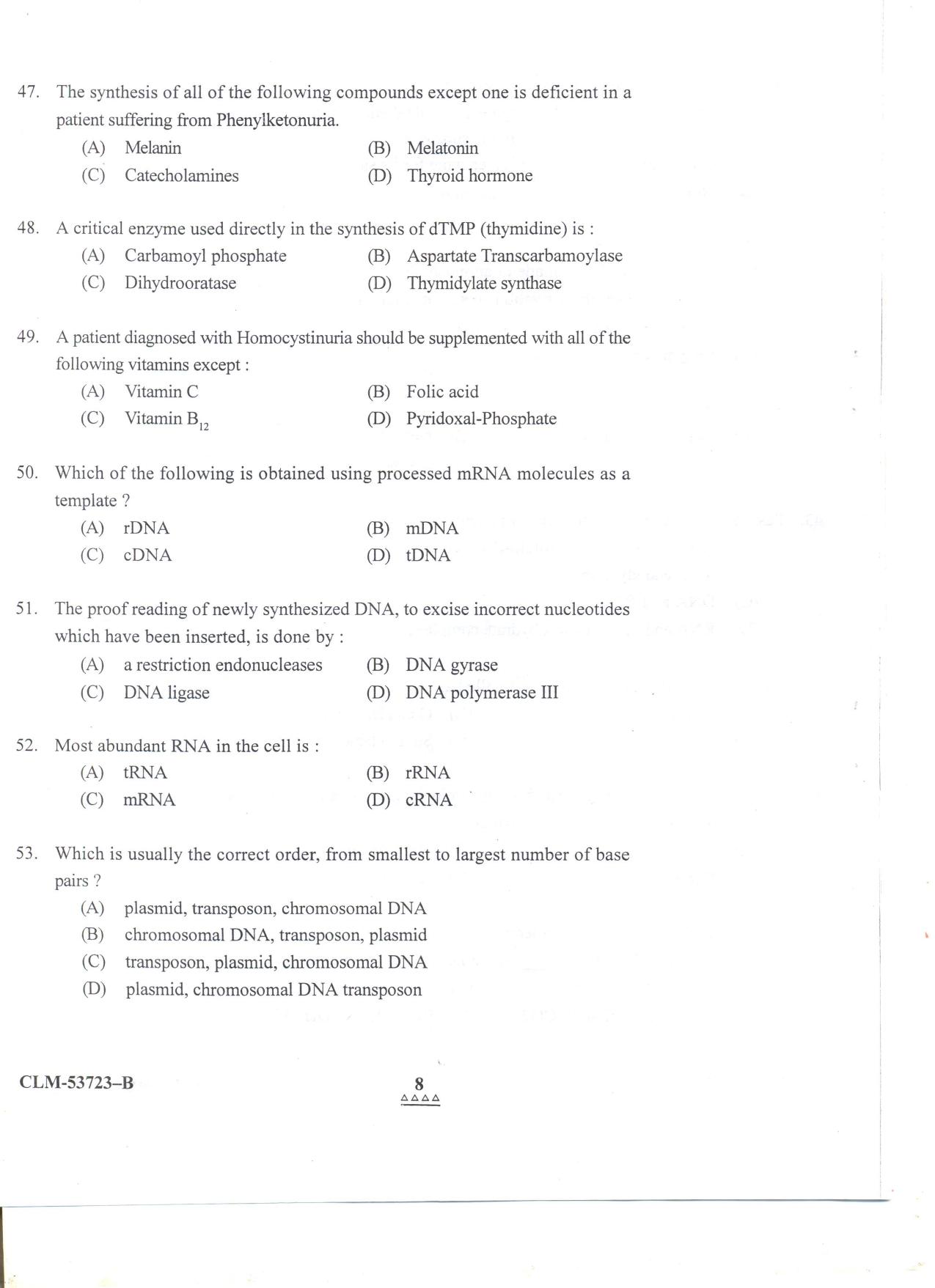 KUET 2023 M.Sc. Clinical Biochemistry Question Paper - Page 59