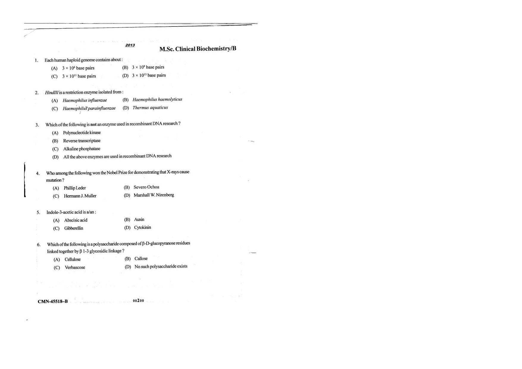 KUET 2023 M.Sc. Clinical Biochemistry Question Paper - Page 61