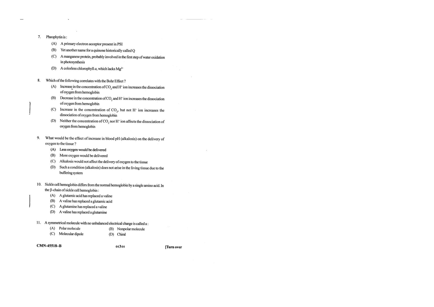 KUET 2023 M.Sc. Clinical Biochemistry Question Paper - Page 62