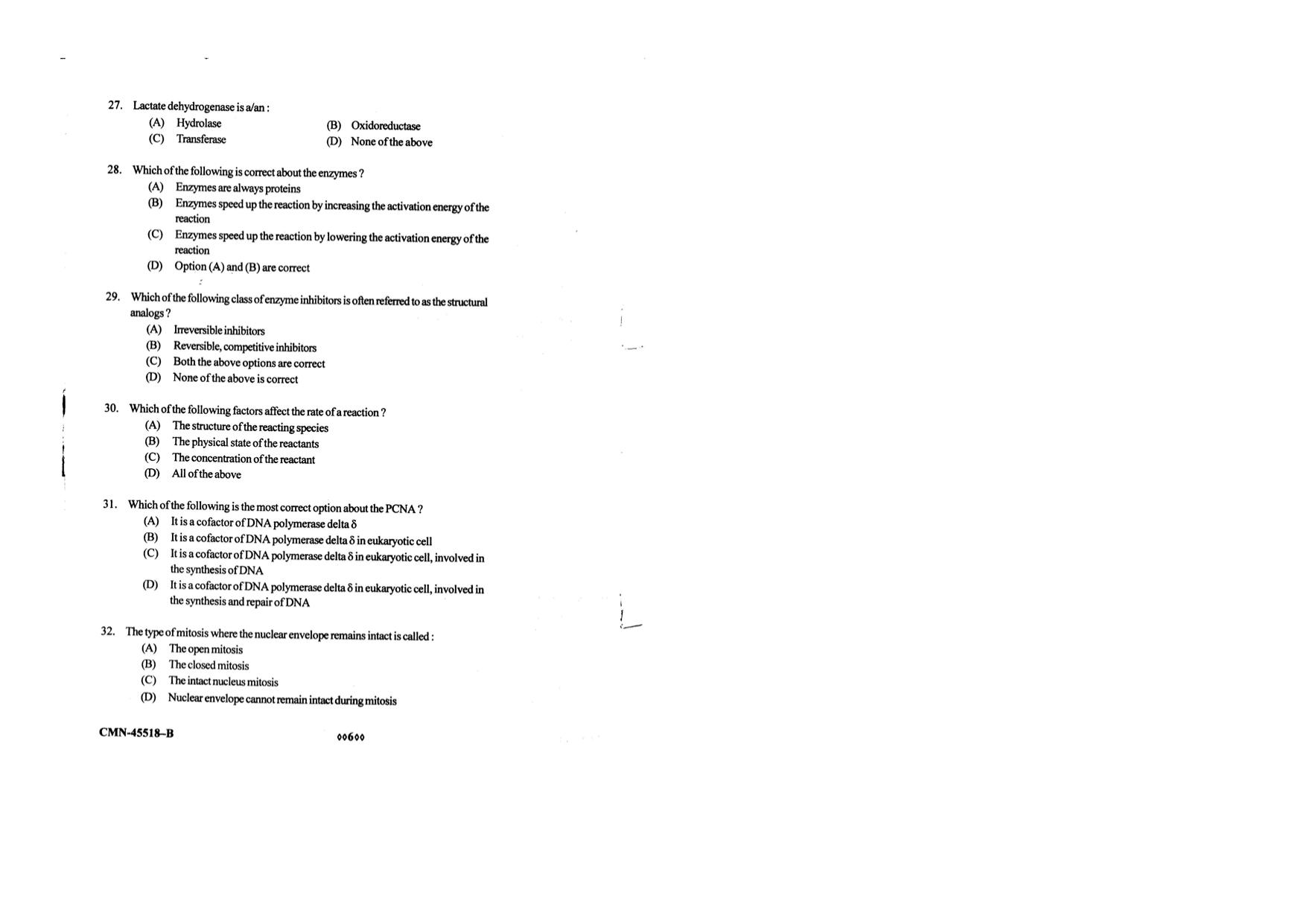 KUET 2023 M.Sc. Clinical Biochemistry Question Paper - Page 65