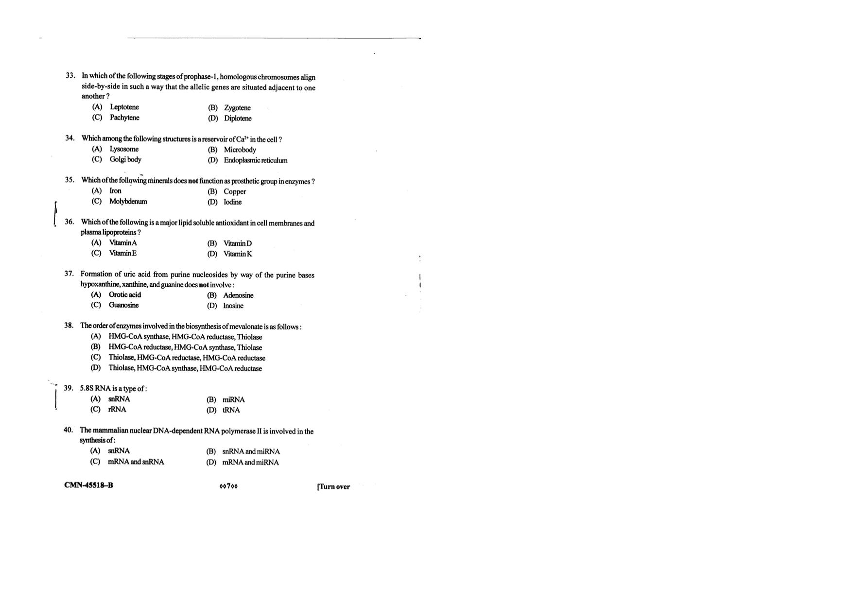 KUET 2023 M.Sc. Clinical Biochemistry Question Paper - Page 66