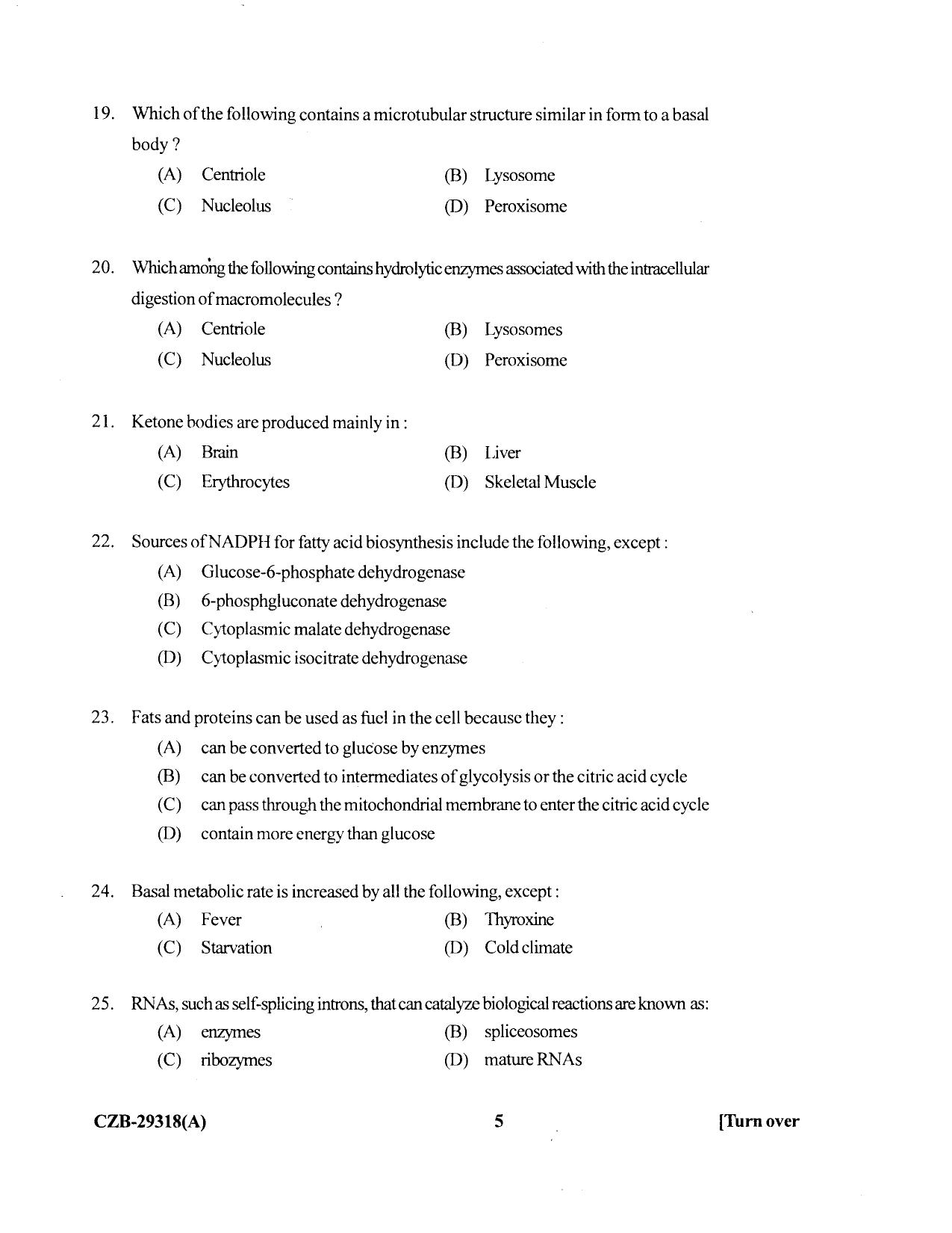 KUET 2023 M.Sc. Clinical Biochemistry Question Paper - Page 73