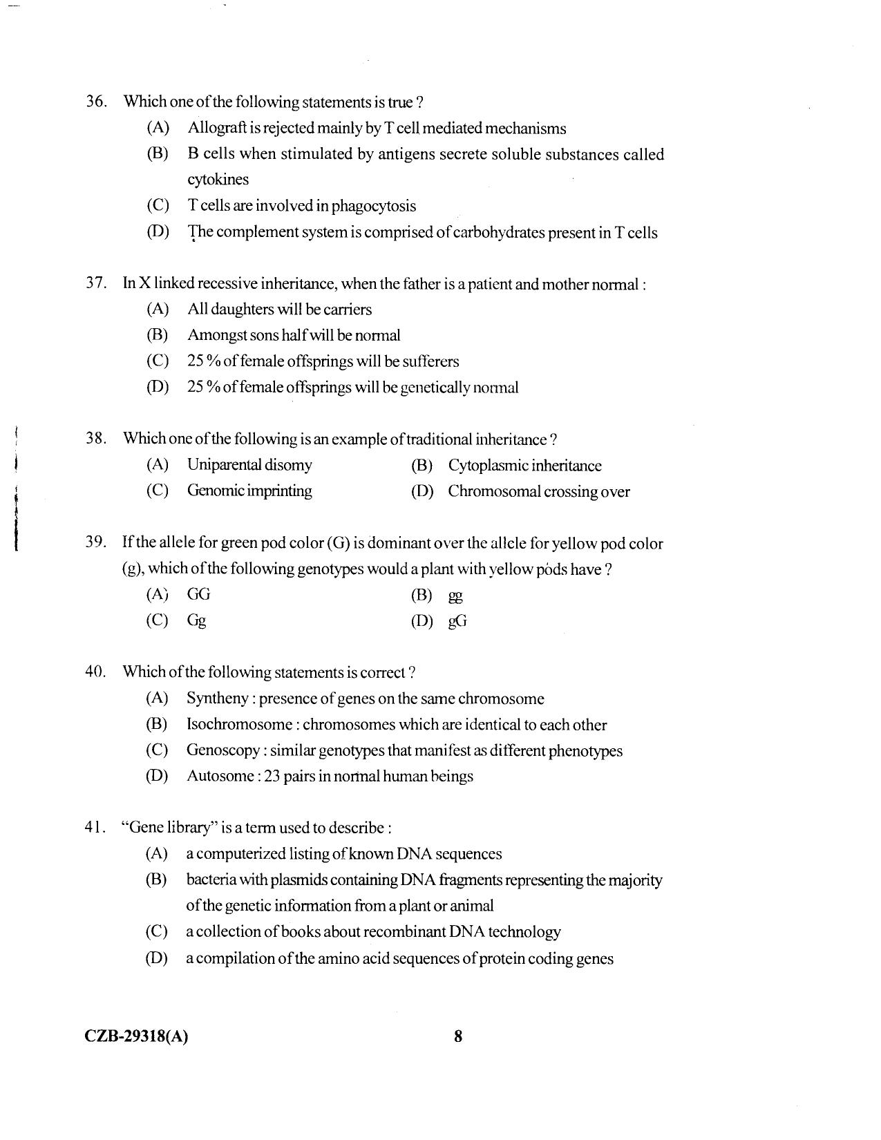 KUET 2023 M.Sc. Clinical Biochemistry Question Paper - Page 76