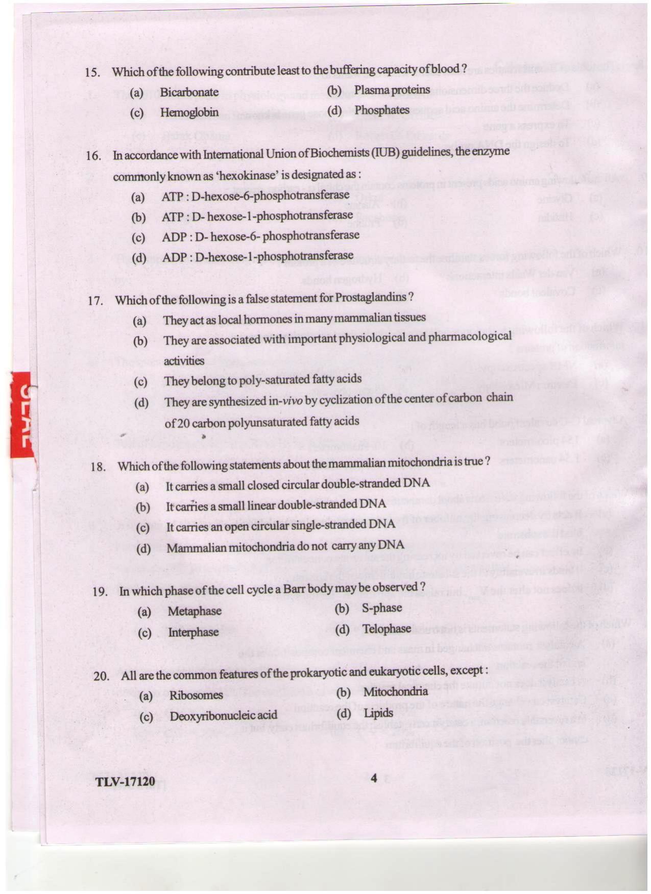KUET 2023 M.Sc. Clinical Biochemistry Question Paper - Page 83